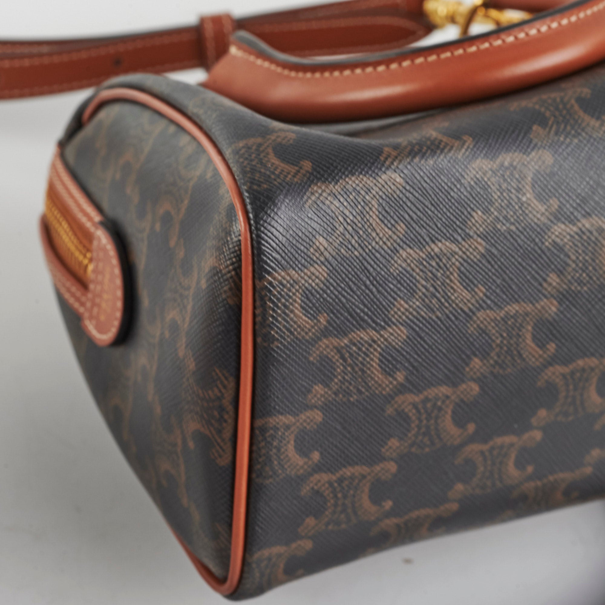 Celine Small Boston Bag in Triomphe Leather - Luxury Crossbody Handbag for Women, Perfect for Work, Travel & Everyday Use