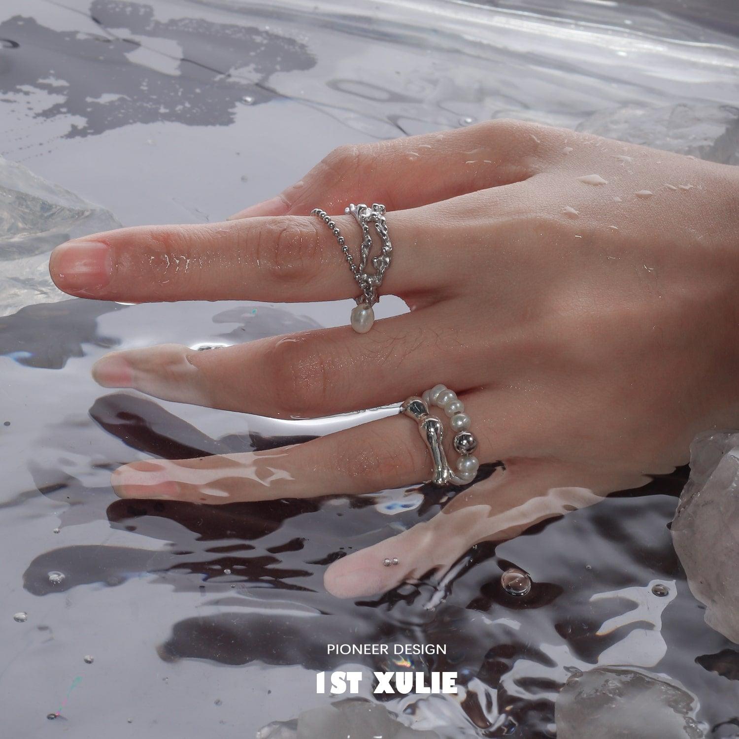 Mermaid Tears Sterling Silver Adjustable Opening Ring – Unique Irregular Design for Women | Perfect for Gifts, Parties & Everyday Wear