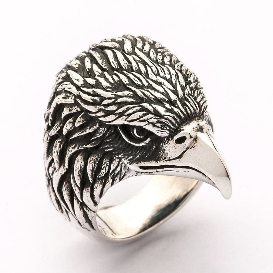 Harley Eagle Head Biker Ring - Sterling Silver Men's Jewelry for Motorcycle Riders - Perfect for Biker Gifts, Motorcycle Events & Everyday Wear