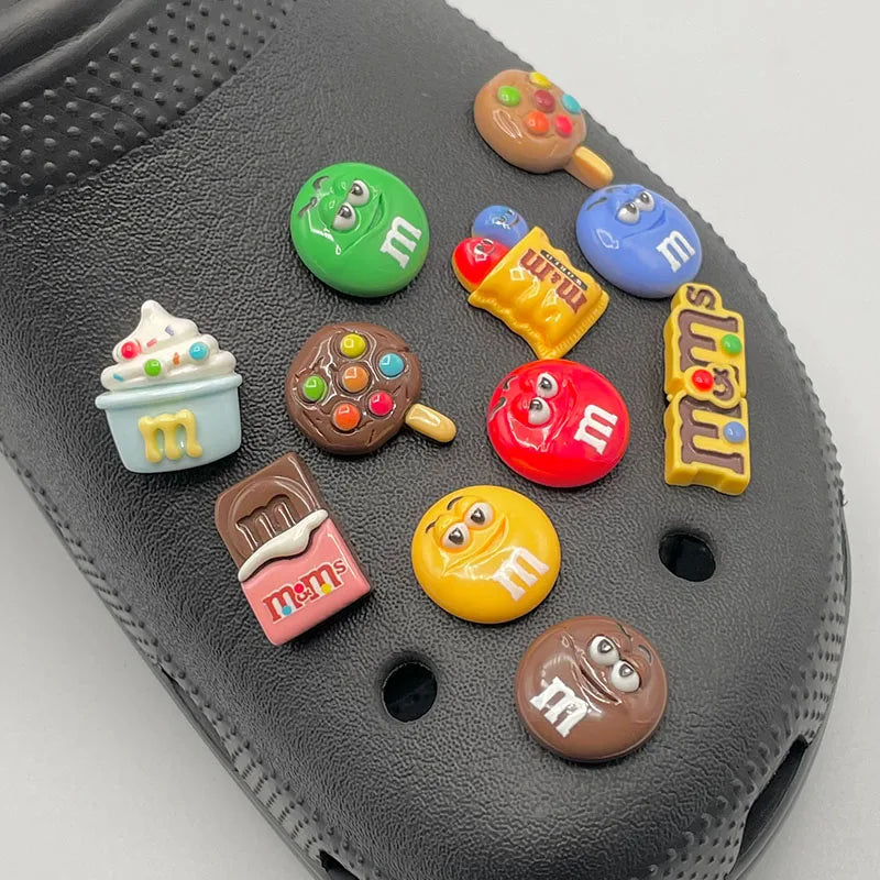 11Pcs Funny Letter M Bean Garden Shoe Charms - Cute Candy Decor Pins for Kids Sandals & Slippers Accessories - Perfect for DIY Shoe Decor, Birthday Gifts and Summer Fashion