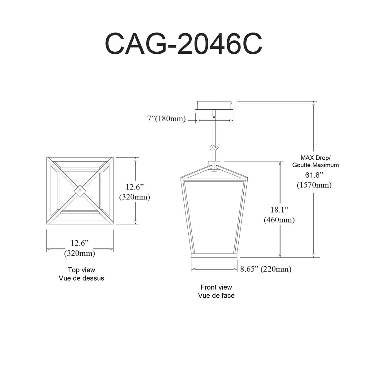 Dainolite 46W Modern Pendant Light with White Acrylic Diffuser - Stylish Hanging Fixture for Kitchen Island, Dining Room & Living Room Lighting