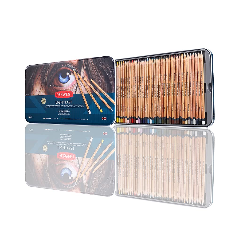 Derwent Lightfast Colored Pencils 36-Piece Set - 100% Lightfast Oil-Based Premium Art Pencils with 4mm Creamy Core for Professional Drawing & Coloring | Perfect for Artists, Illustrators & Adult Coloring Books (2302721)