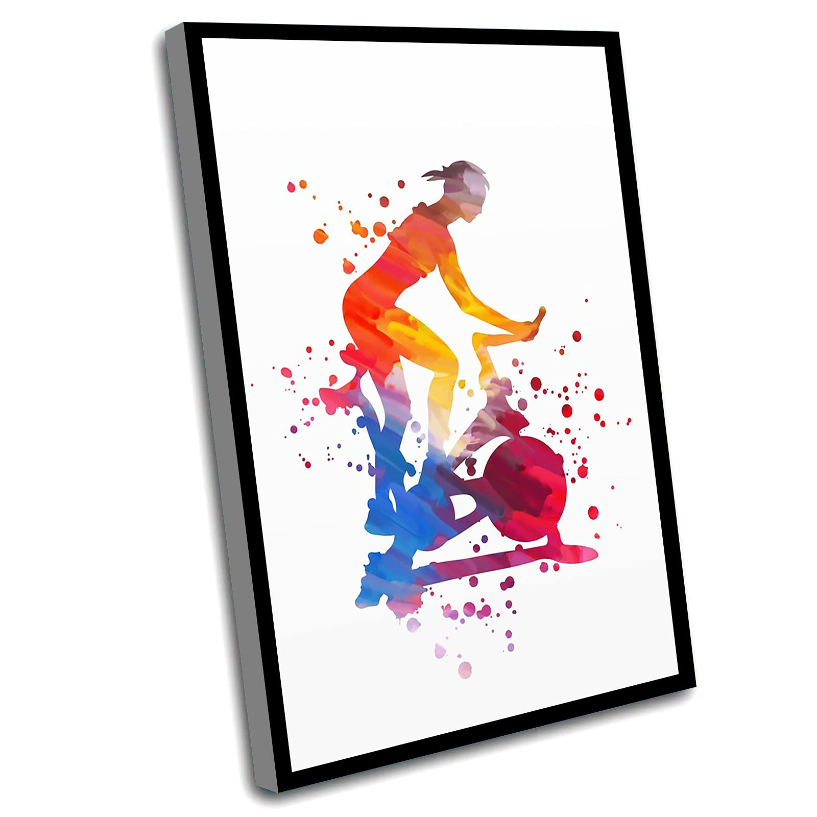12x16 Inch Framed Wall Art - Trendy Sports Decor for Bedroom & Workout Room | Exercise Bike Girl Print | Fitness Gifts for Women | Perfect for Home Gym & Cycling Enthusiasts
