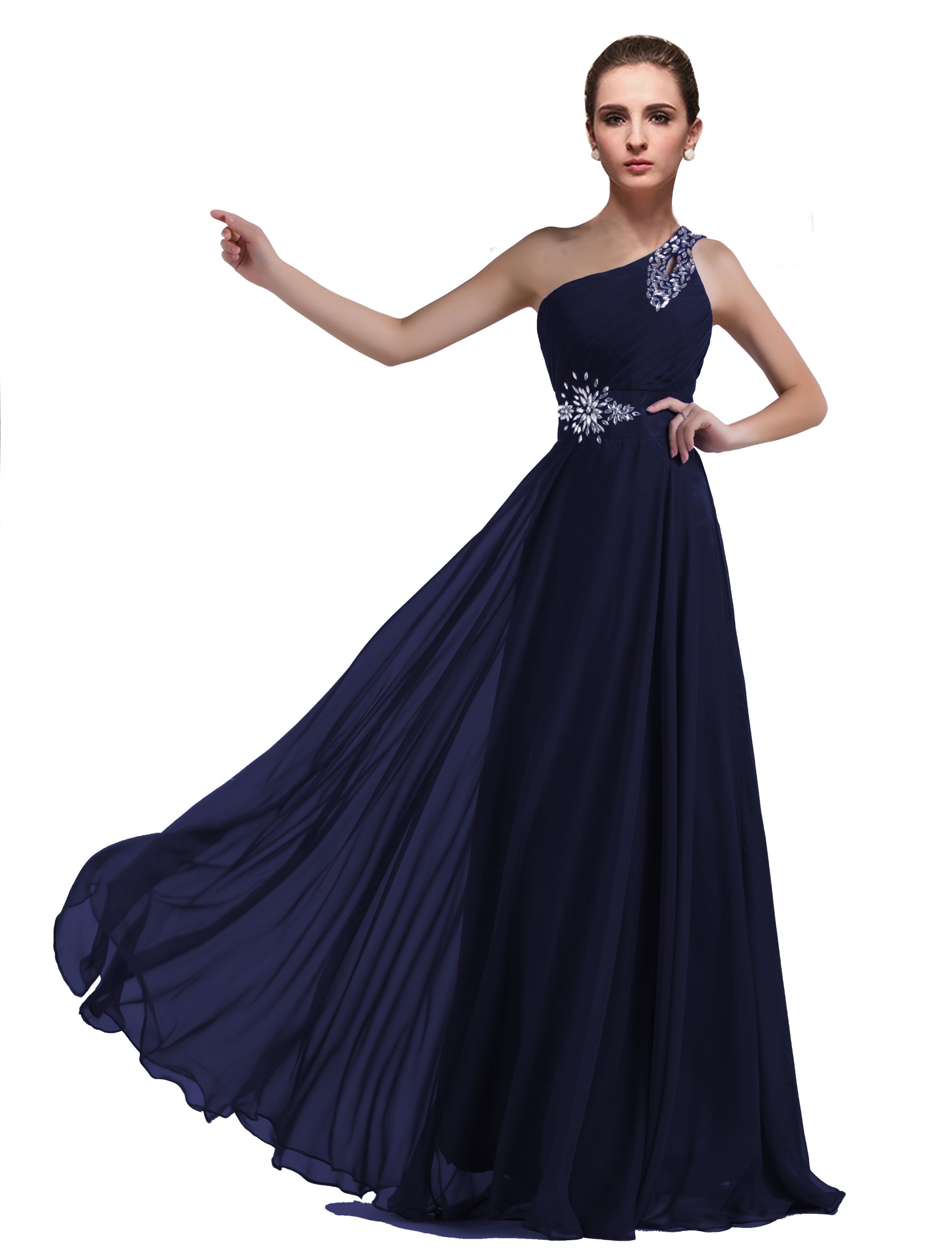 Elegant One-Shoulder Beaded Chiffon Prom Dress with Floor Length - Perfect for Homecoming, Formal Dances & Special Occasions