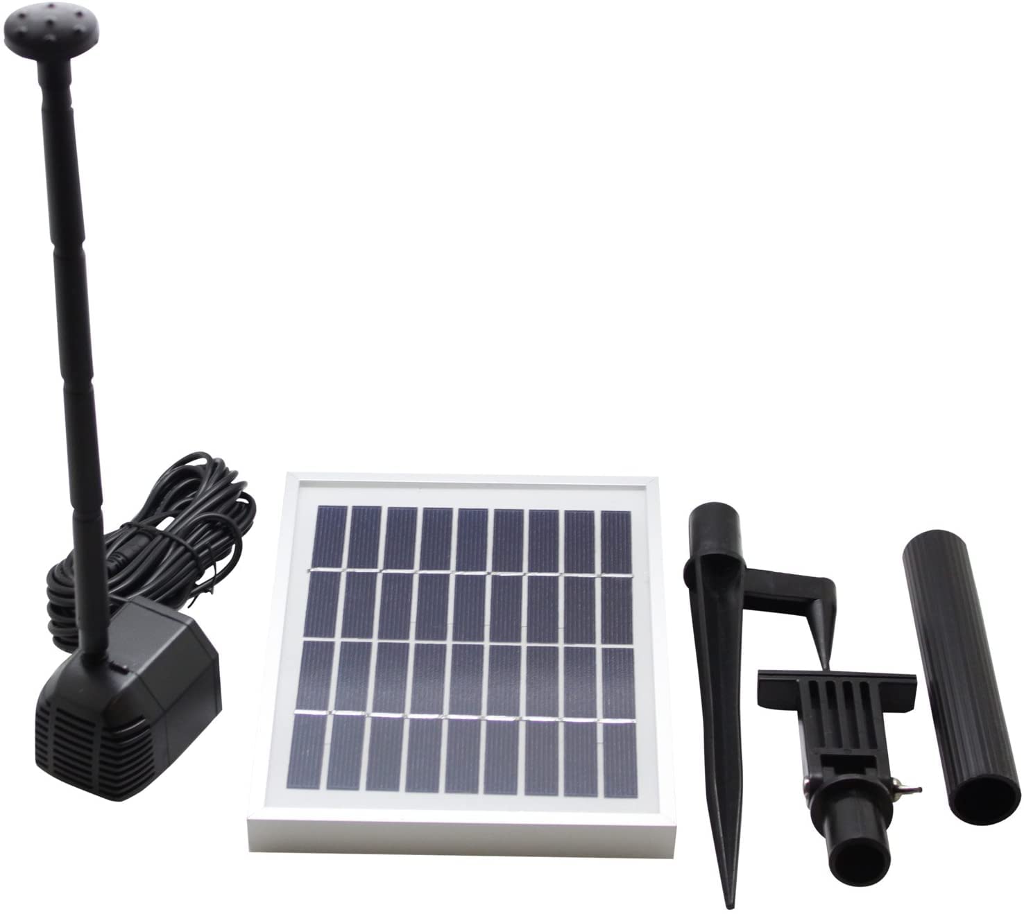 5-Tier Solar Water Fountain with Ceramic Bowls & Iron Frame - Cascading Garden Decor for Birds, Outdoor Patio, Yard - Includes Solar Panel Pump (Blue)