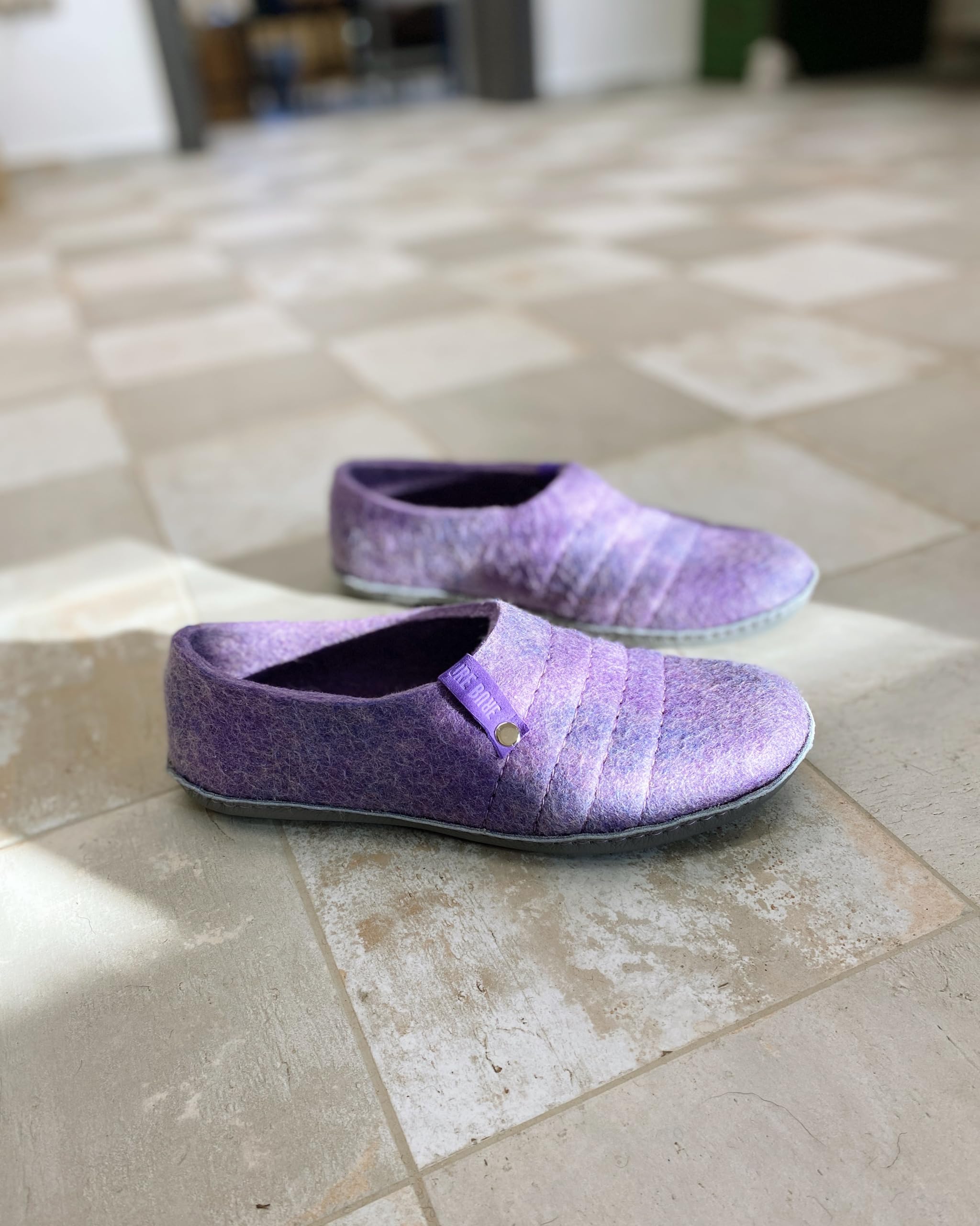 Women's Natural Boiled Wool Slippers - Cozy Felted House Shoes for Women in Coral & Blue | Perfect for Indoor Comfort, Winter Warmth & Relaxation at Home