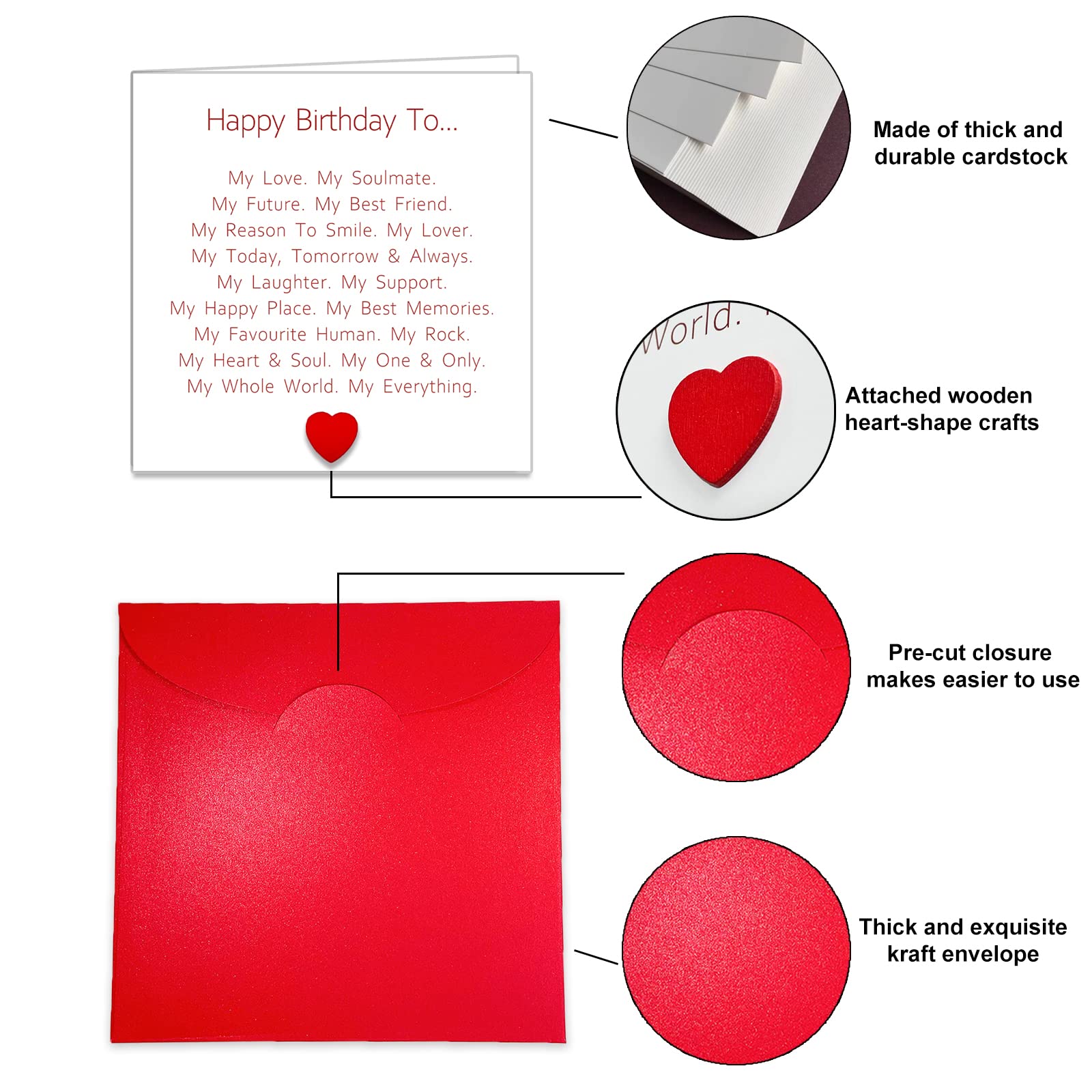 iMakemvel Birthday Card for Him Her - Romantic Love Greeting Card with Envelope for Couples