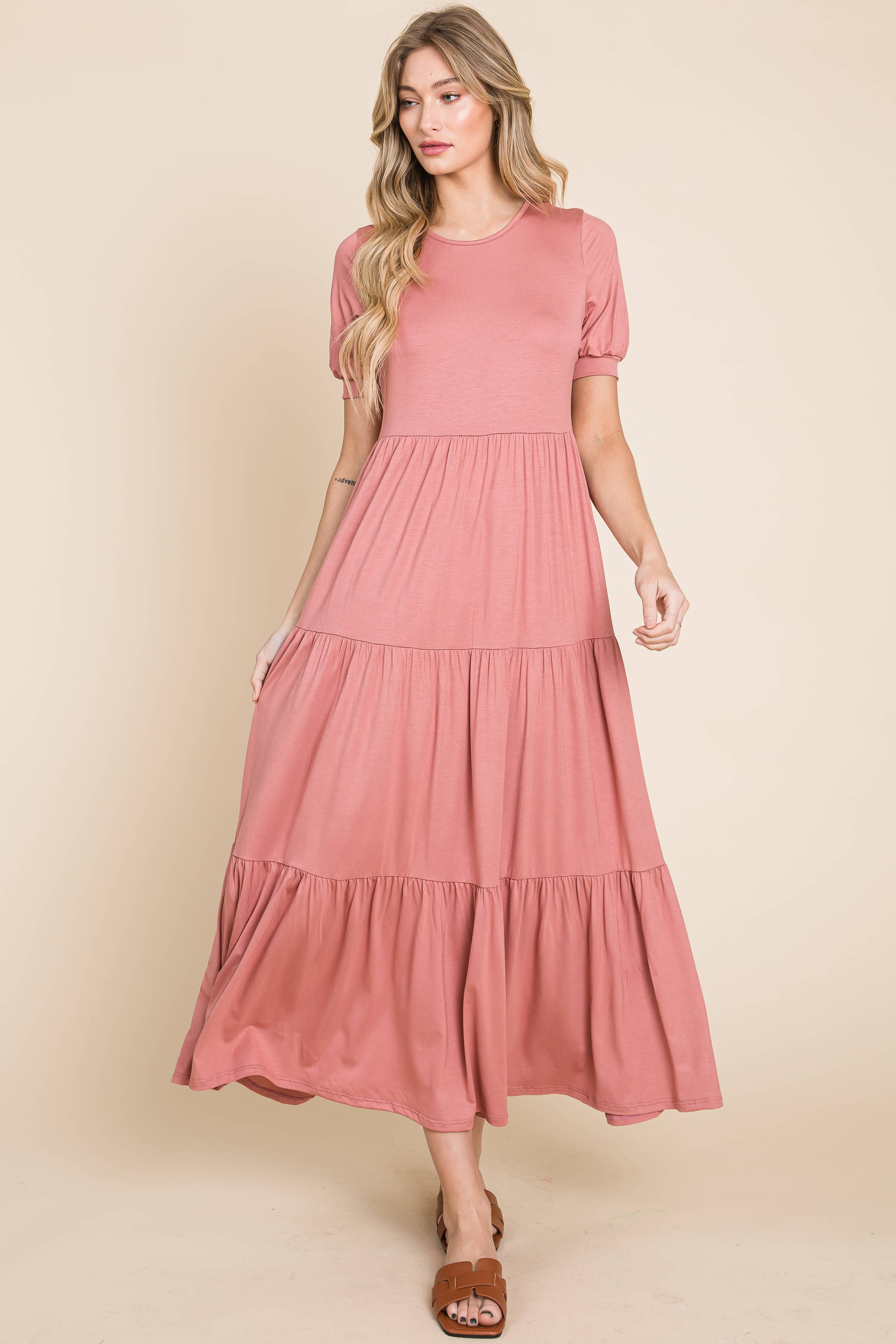 Flowy Everyday Tiered Maxi Dress for Women - Summer Boho Beach Dress with Pockets | Perfect for Vacations, Weddings & Casual Outings