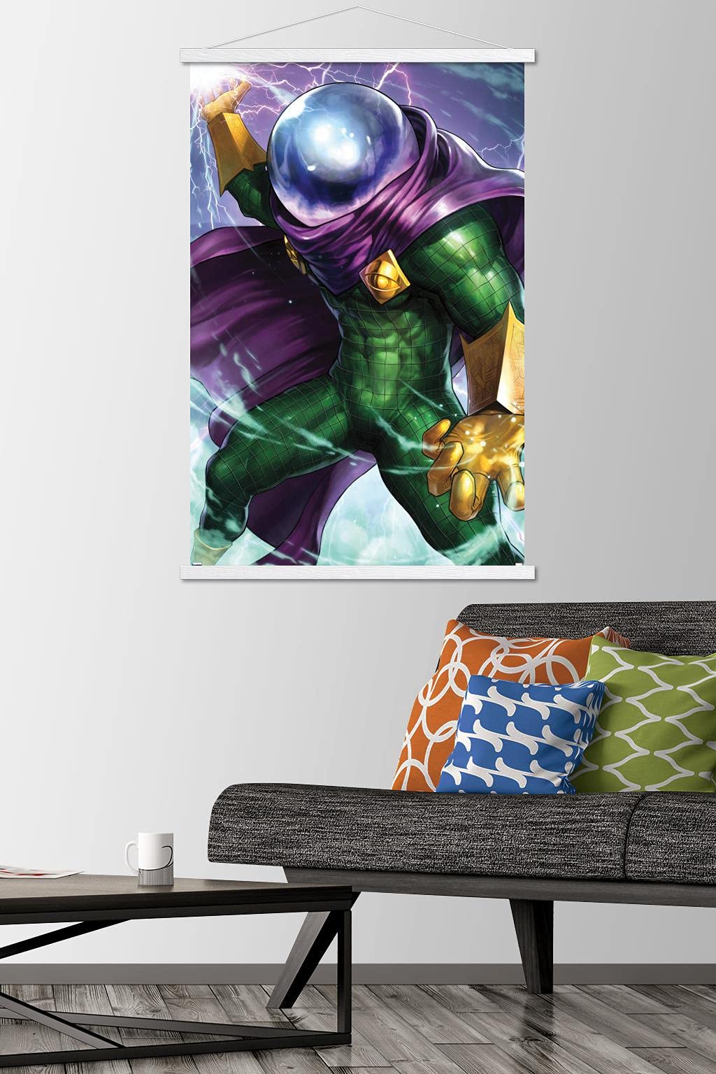 Marvel Comics Mysterio Miles Morales Spider-Man #6 Wall Poster 22.375x34 Inch - Premium Magnetic Frame & White Hanger Bundle for Home Decor, Office, Bedroom, and Gifts