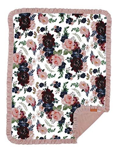 Bb Burgundy and Navy Floral, Blush Minky
