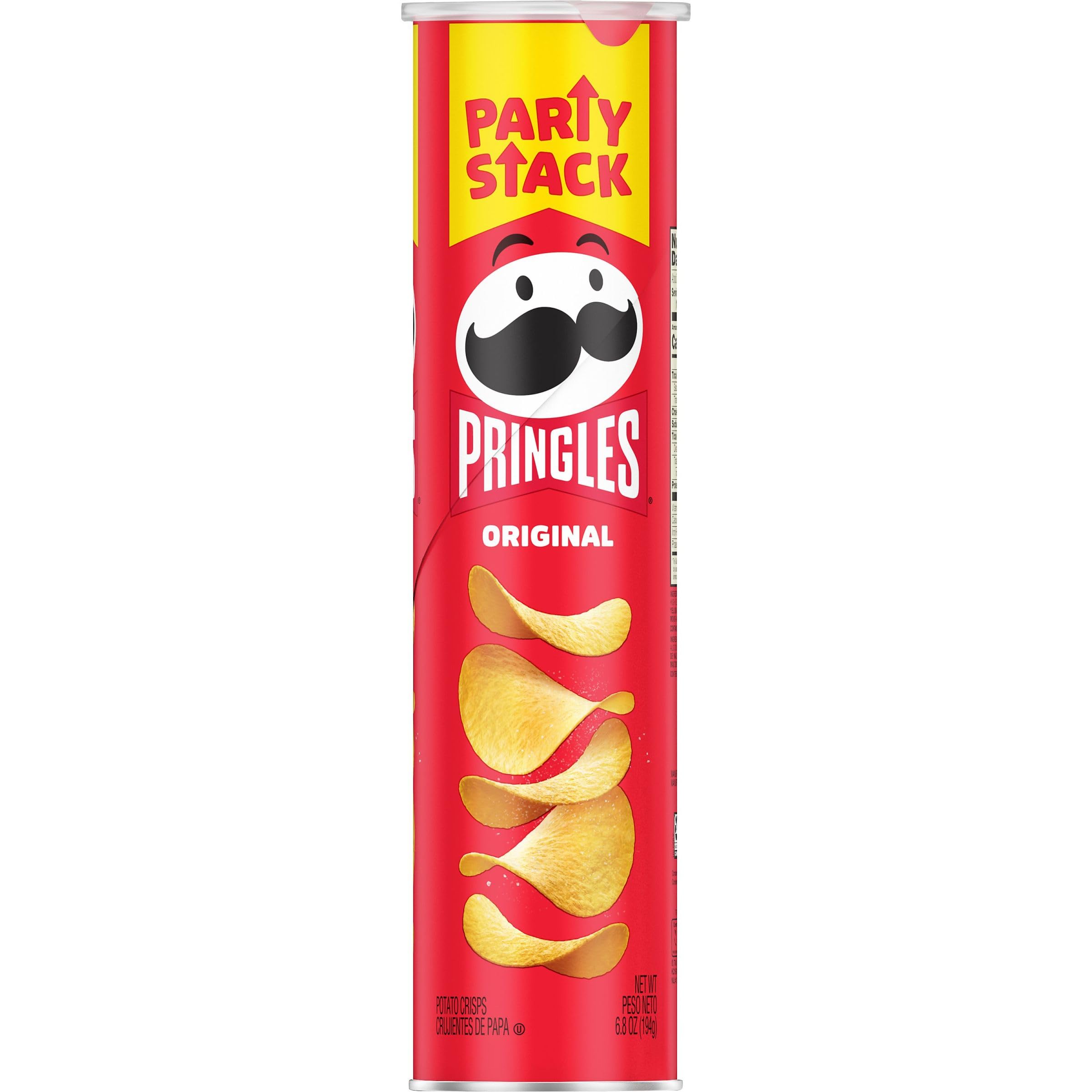 Pringles Original Potato Crisps Chips - 6.8oz Can (Pack of 1) | Crunchy Snacks for Lunch, Travel & Parties | Perfect On-the-Go Snack for Work, School & Social Gatherings