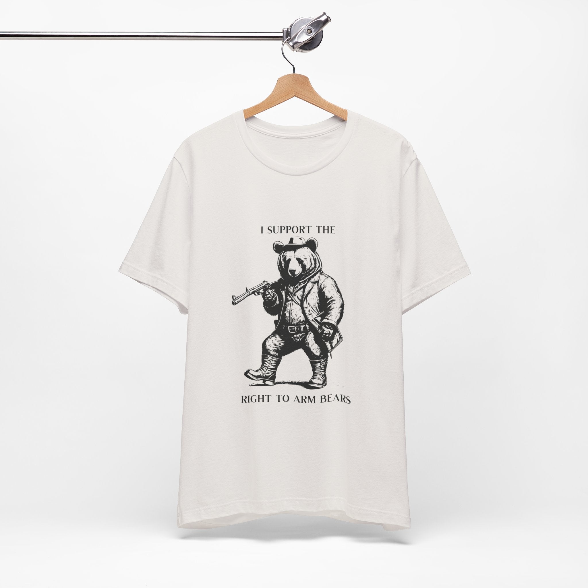 Funny 'I Support the Right to Arm Bears' Graphic T-Shirt - Western Style Cowboy Boot Bear Tee for Animal Lovers & Humor Fans - Perfect for Casual Wear, Costume Parties & Gifts
