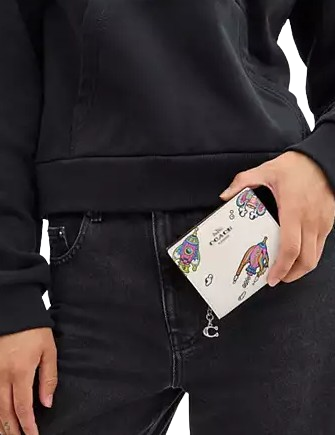 Coach Cosmic Snap Wallet with Rocket Print - Stylish & Compact Card Holder for Everyday Use, Travel, and Gifts