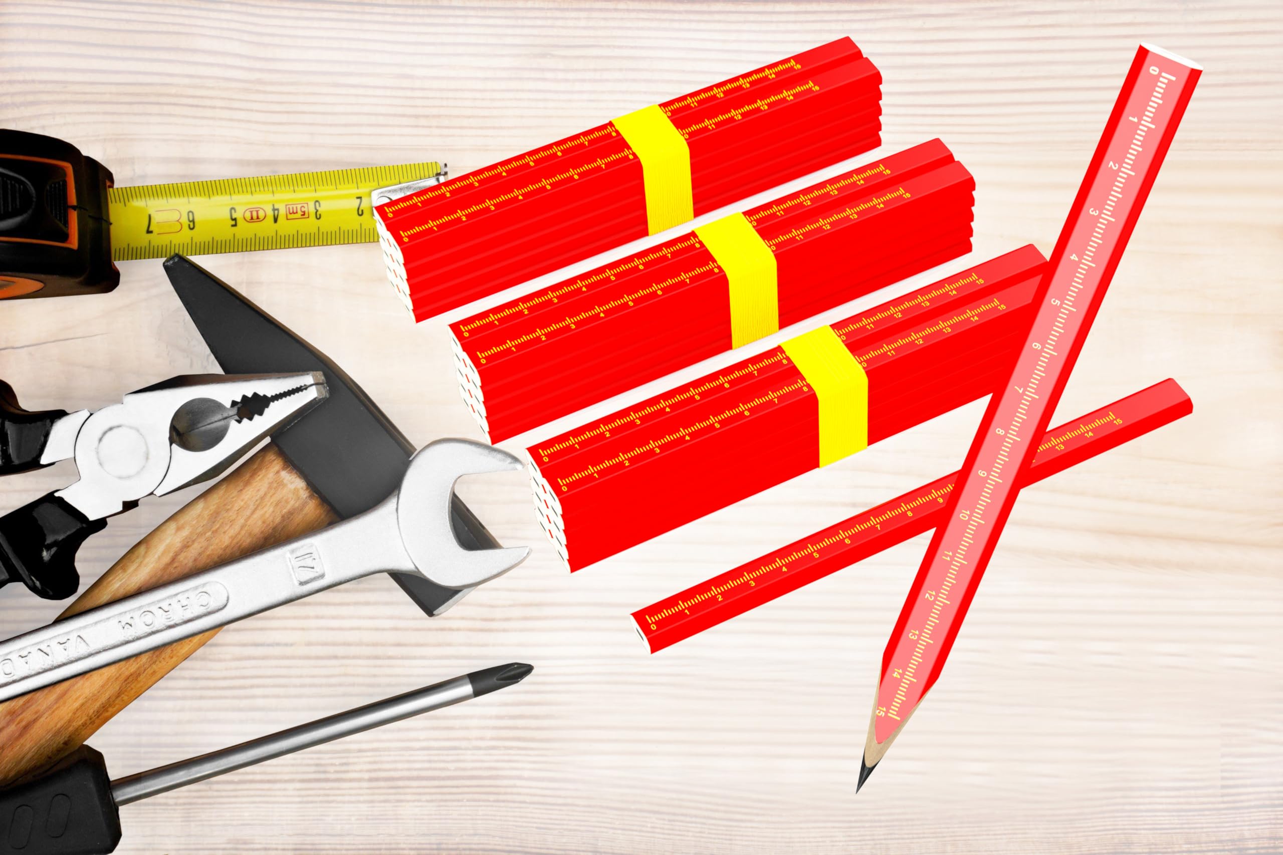 Heavy Duty Carpenter Pencils 8-Pack - Woodworking & Construction Marking Tools for Builders & DIY Projects