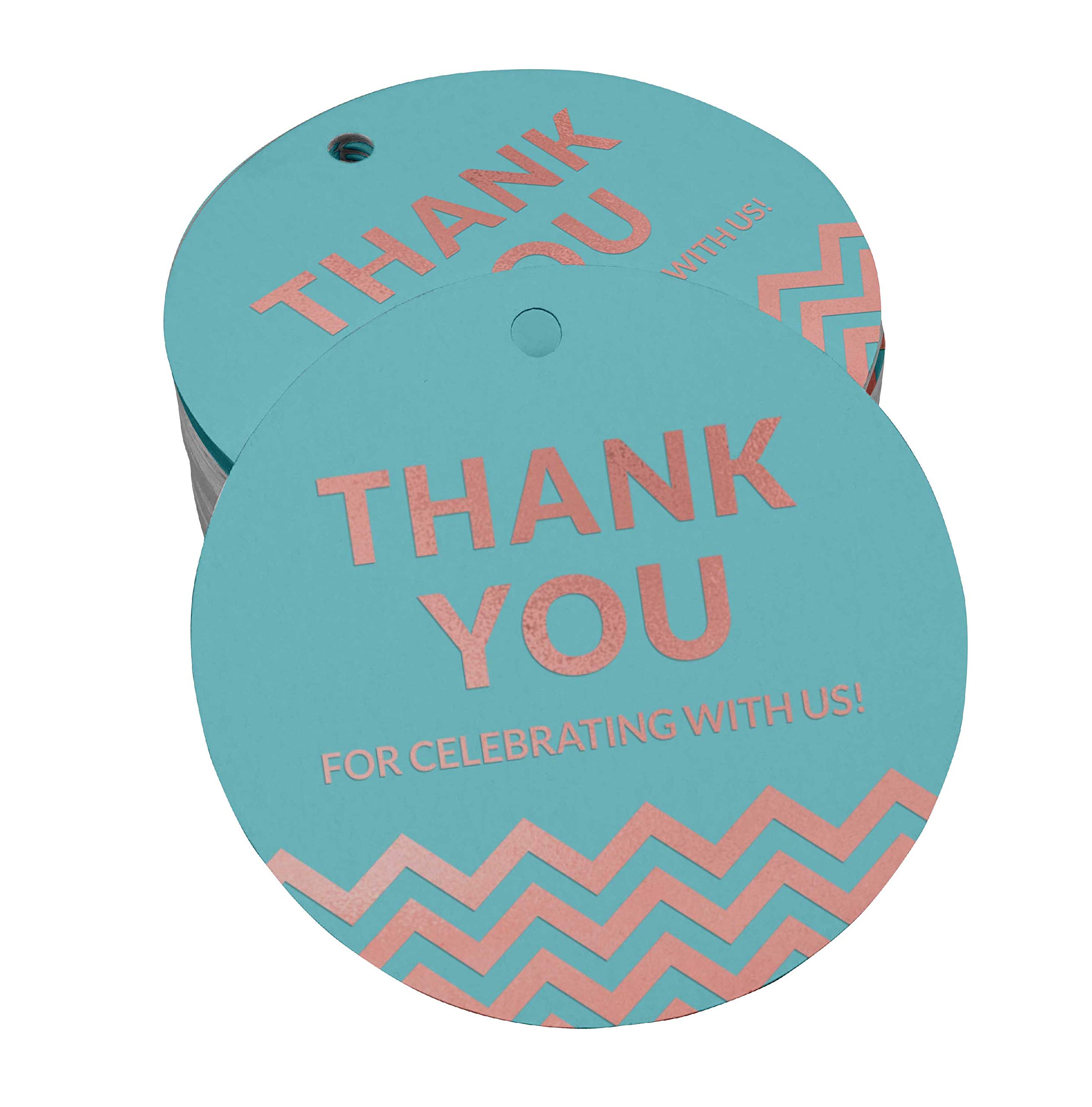 100pcs Real Rose Gold Foil Thank You Tags for Bridal Showers, Baby Showers, Weddings & Birthdays - Elegant Party Favor Hang Tags for Celebrations & Special Events