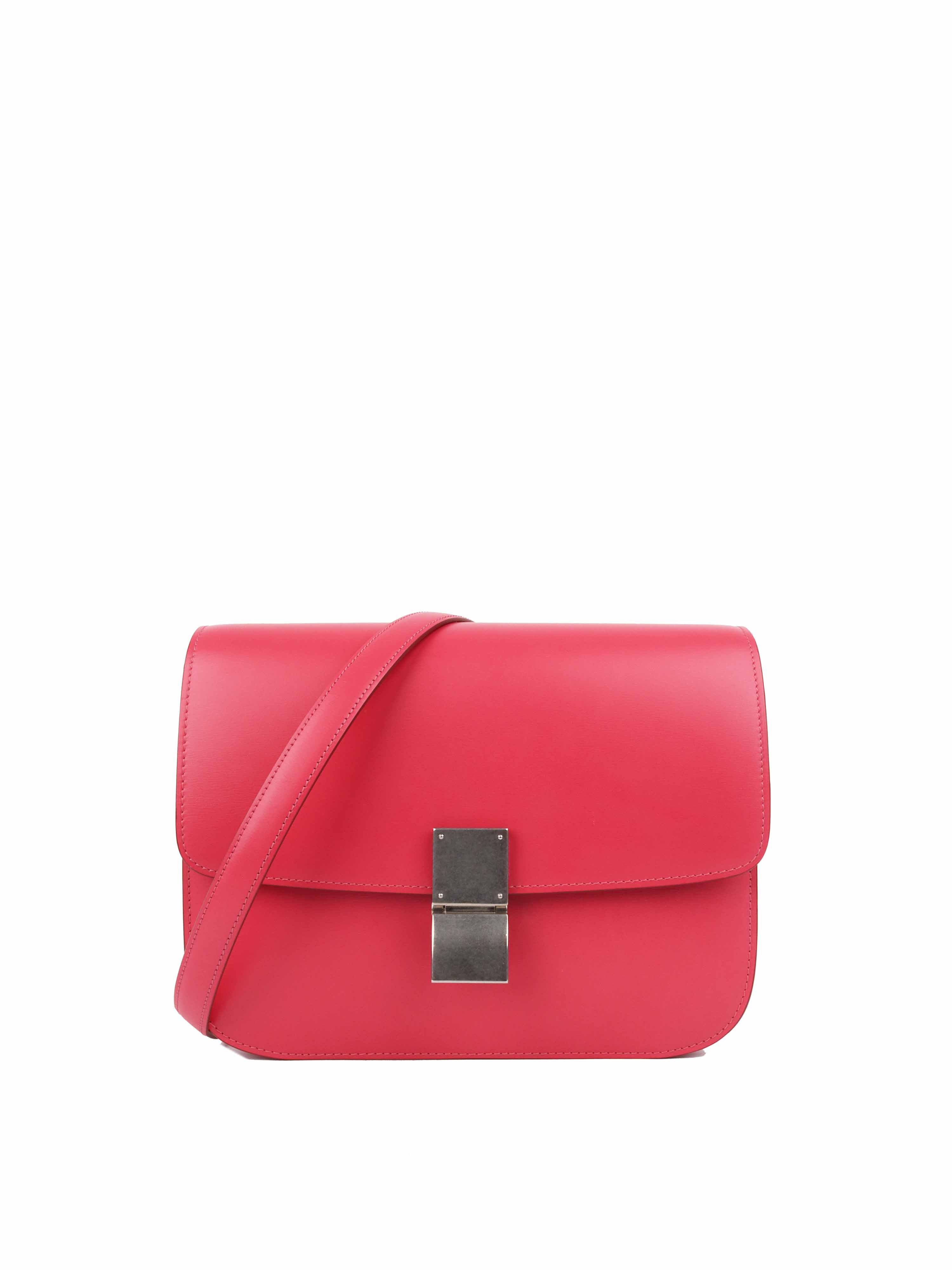 Celine Medium Classic Handbag in Box Calf Leather - Raspberry Pink Luxury Shoulder Bag for Women | Perfect for Work, Travel & Evening Events