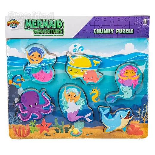 6 Piece Chunky Mermaid Wooden Puzzle for Toddlers - Safe & Educational Wooden Toy for Kids Ages 1-3 - Perfect for Early Learning, Birthday Gifts & Montessori Play