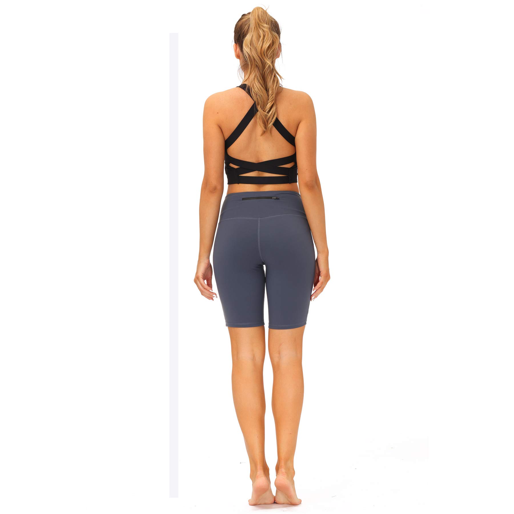 Romansong Women's High Waisted Yoga Pants with Pockets - 4-Way Stretch Tummy Control Mesh Capri Leggings, Non See-Through Workout & Lounge Wear for Gym, Running, Pilates