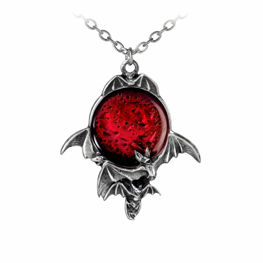 Blood Moon Pendant Necklace - Gothic Moon Phase Jewelry for Women - Perfect for Halloween, Cosplay & Witchy Aesthetic Outfits
