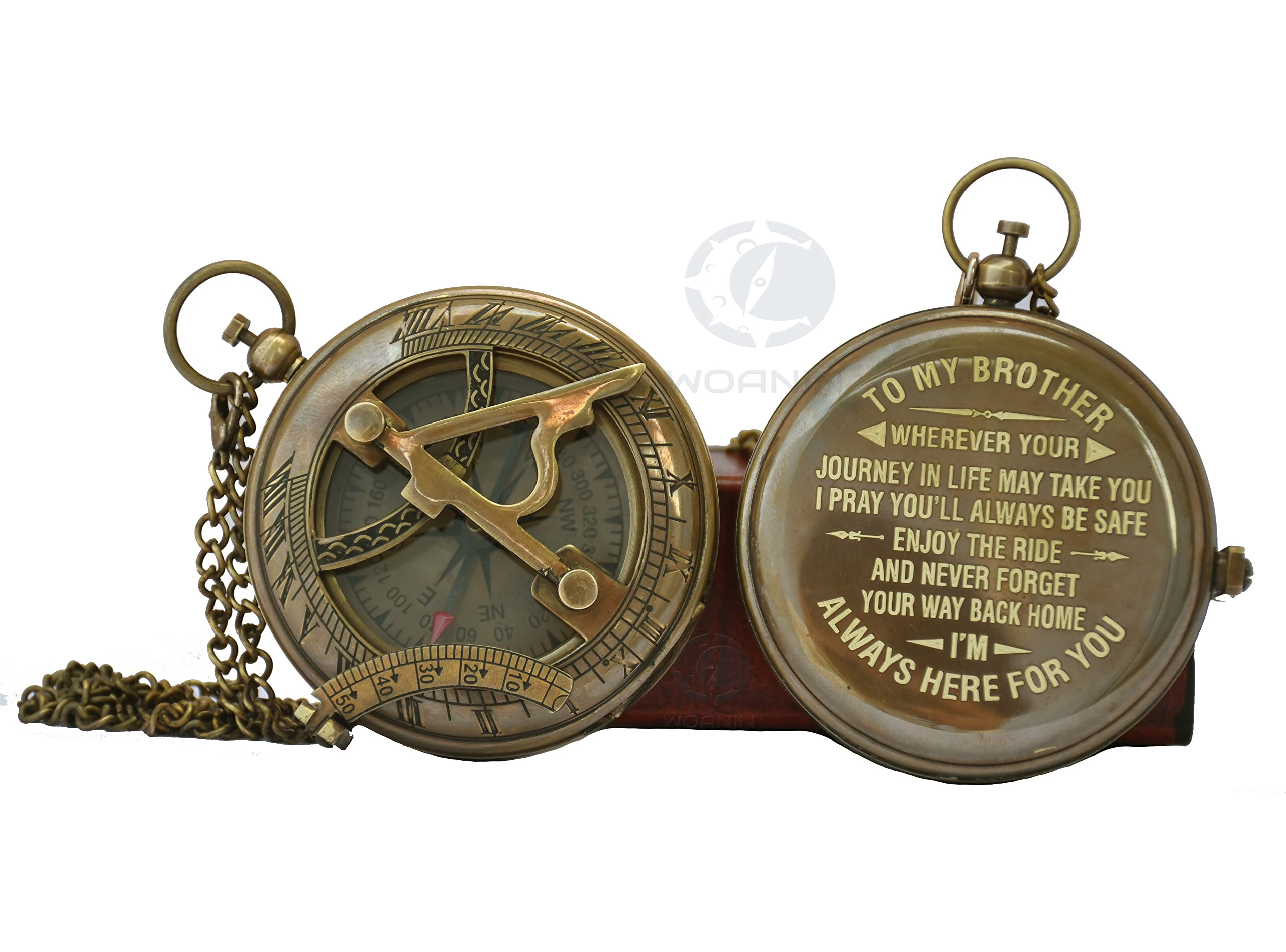 Antique Vintage Nautical Compass with Leather Carry Case - Perfect Graduation Gift for Brother, Sister & Loved Ones | Ideal for Outdoor Adventures, Hiking & Travel
