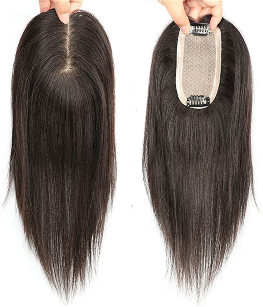 Gramercy Hair Silk Base Human Hair Clip-In Toppers for Women - Straight & Thin Hair Crown Extensions for Hair Loss | Perfect for Daily Wear, Styling & Volume Boost
