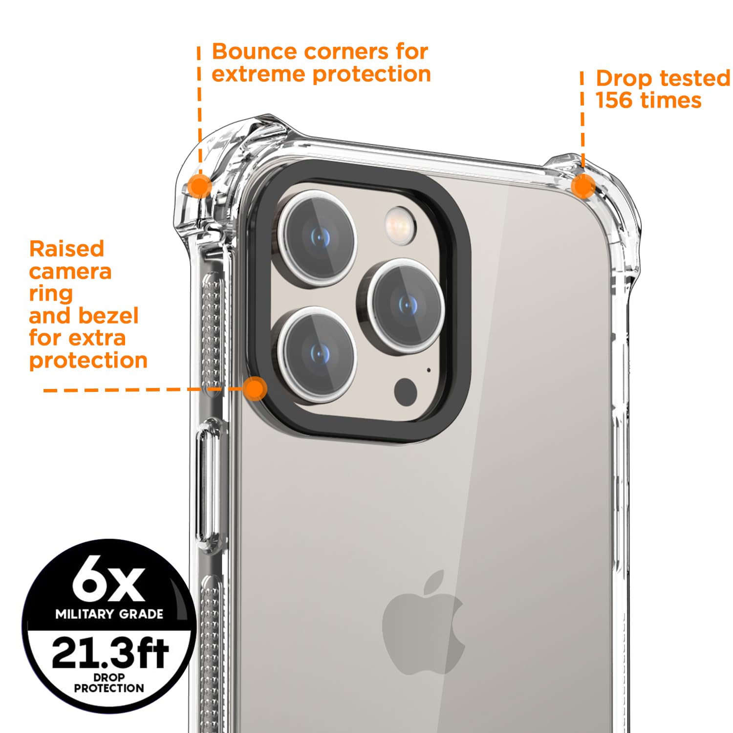 AICase Clear Shockproof iPhone 15 Pro Case | Military-Grade Drop Protection (21.3 FT) | Anti-Yellowing & Scratch-Resistant Cover | Perfect for Outdoor Activities, Sports & Daily Protection