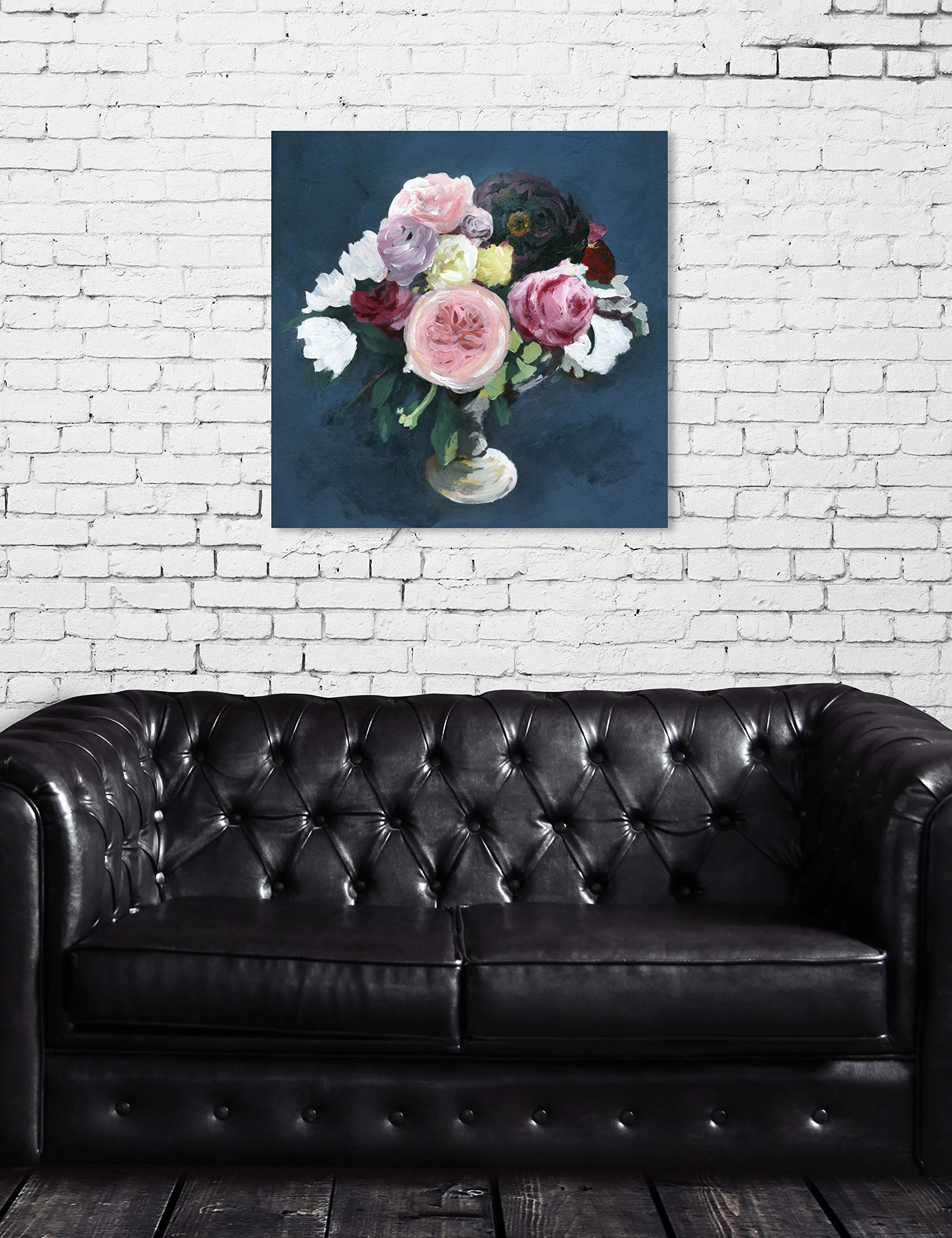Oliver Gal Artist Co. Floral Wall Art Canvas Print - Night Bouquet Home Decor, 30x30 Inches, Pink & Blue - Perfect for Living Room, Bedroom & Office Wall Decor