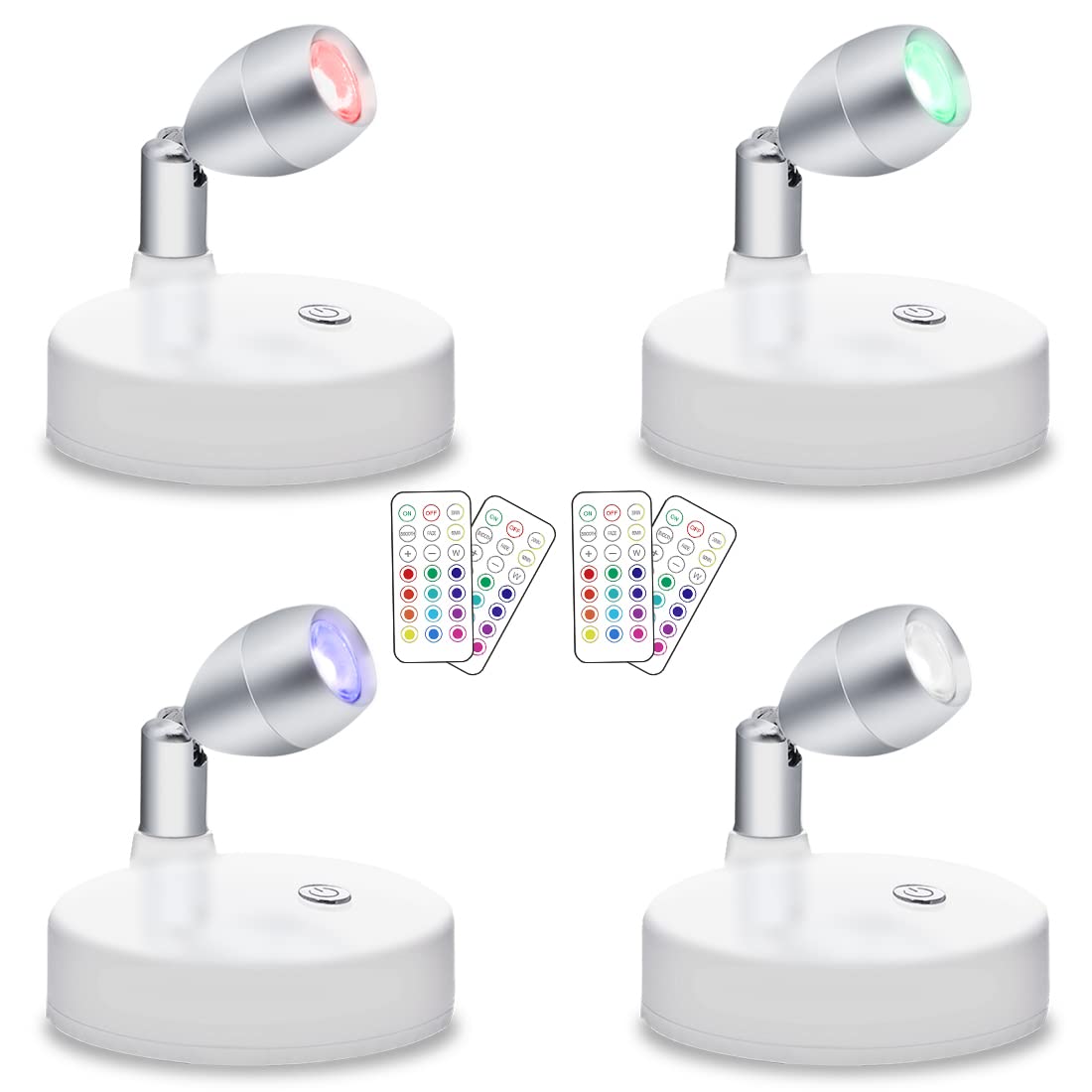 Wireless LED Spotlight for Indoor Use - Battery Operated Dimmable Accent Light with Rotatable Head & Timer - Perfect for Artwork, Paintings, Statues & Home Decor