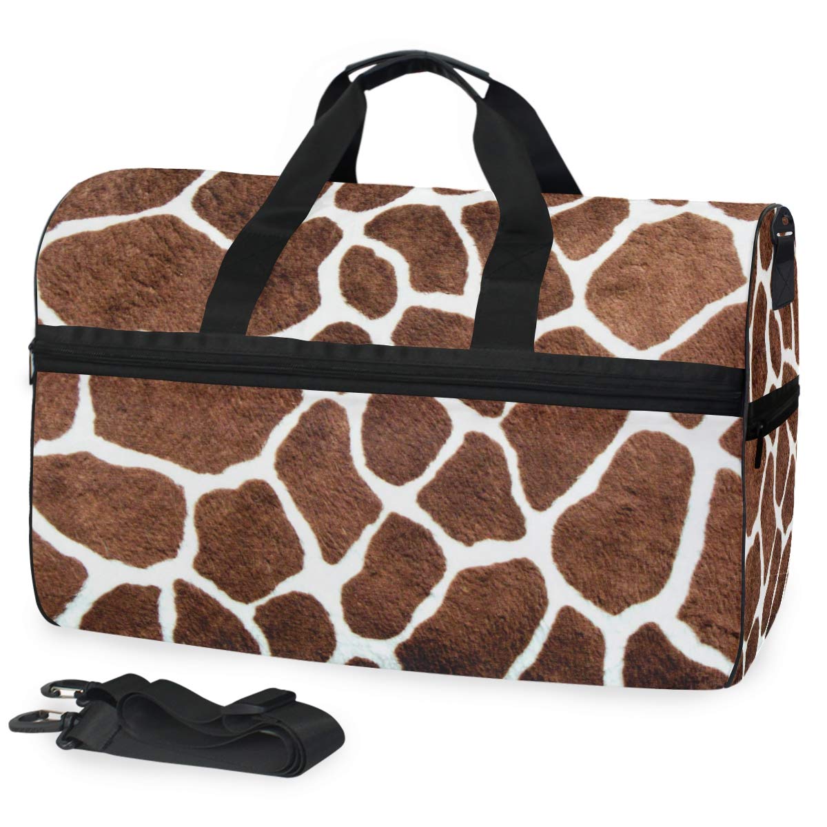 Giraffe Print Travel Duffel Bag for Women & Men - Large Gym Bag with Shoe Compartment - Perfect for Sports, Overnight Trips & Weekend Getaways