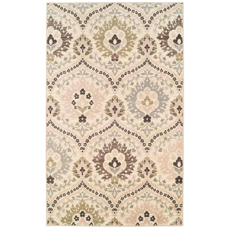 Augusta Rustic Floral Damask Non-Slip Indoor Area Rug - Soft & Durable Living Room Carpet for Home Decor