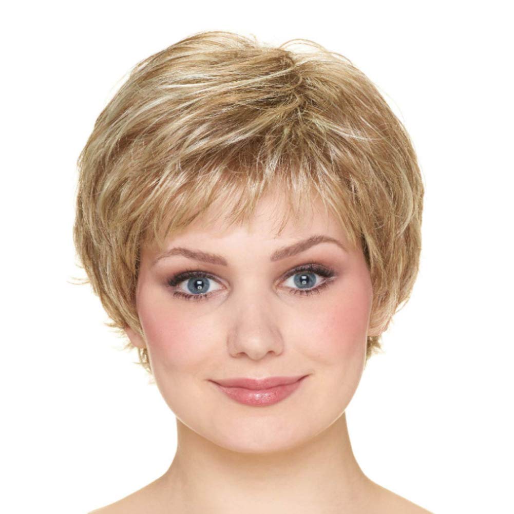 Short Pixie Cut Blonde Wig for Women - Fluffy Curly Synthetic Heat Resistant Fiber Full Wig - Perfect for Cosplay, Costume Parties & Daily Fashion