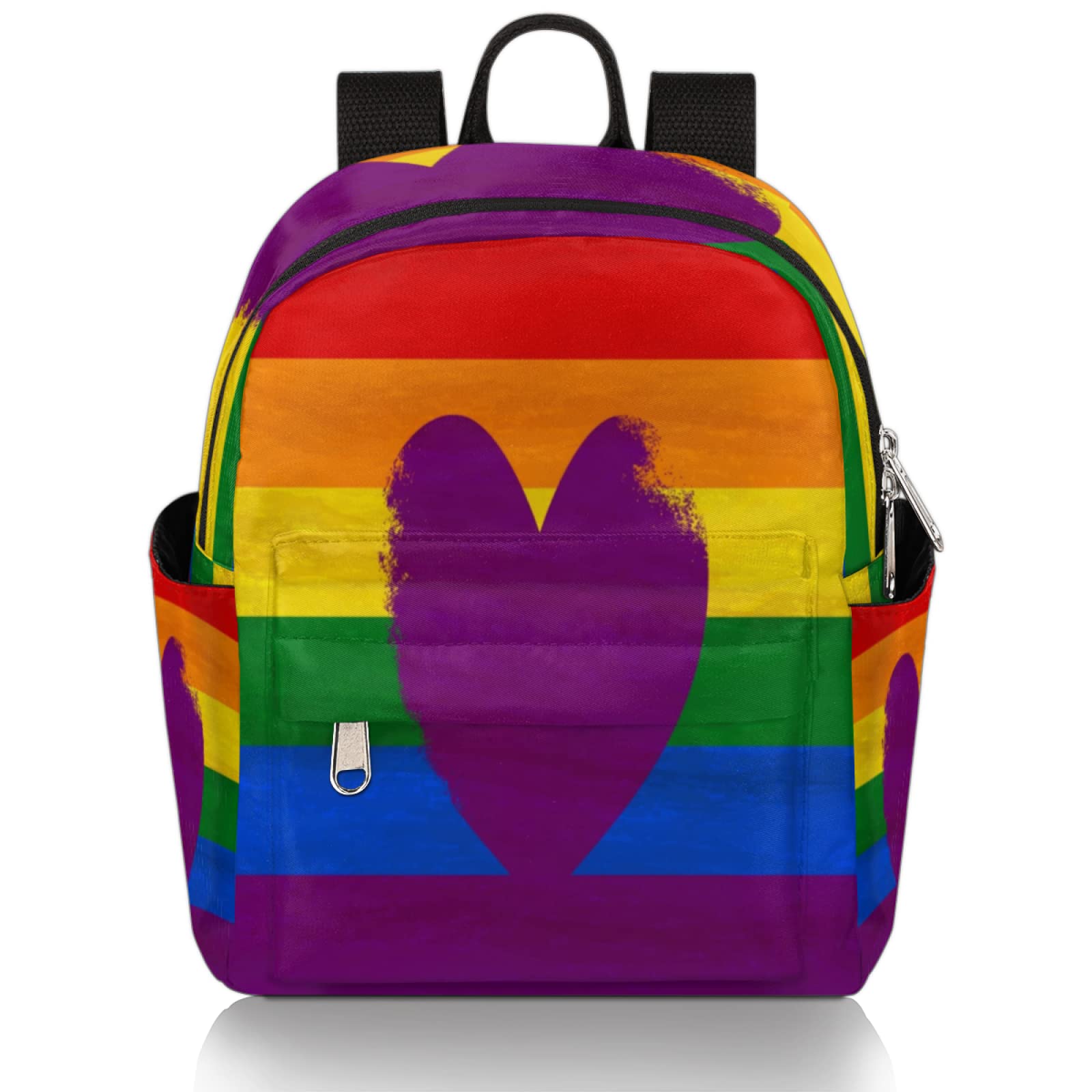 Cute Mini Backpack for Women - Lightweight Small Travel Backpack Purse with Heart Design, Rainbow LGBT School Bookbag for Girls & Teens - Perfect for School, Travel, Shopping & Daily Use