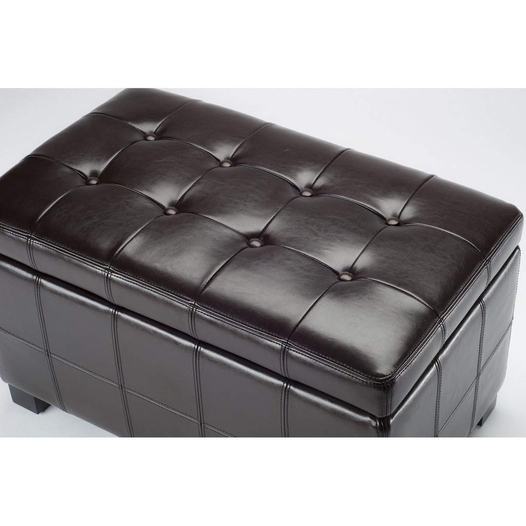 Safavieh Hudson Collection NoHo Tufted Brown Leather Small Storage Bench - Stylish Entryway Seat with Storage for Living Room, Bedroom & Hallway