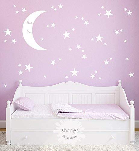 Moon & Stars Wall Decal for Kids Room & Nursery Decor