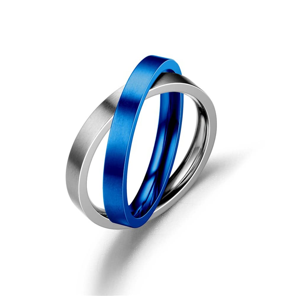 Stylish Double Interlocking Spinner Rings for Women & Men - Stress Relief Anxiety Fidget Jewelry | Stainless Steel Stackable Rotating Band Rings for Daily Wear, Office & Meditation