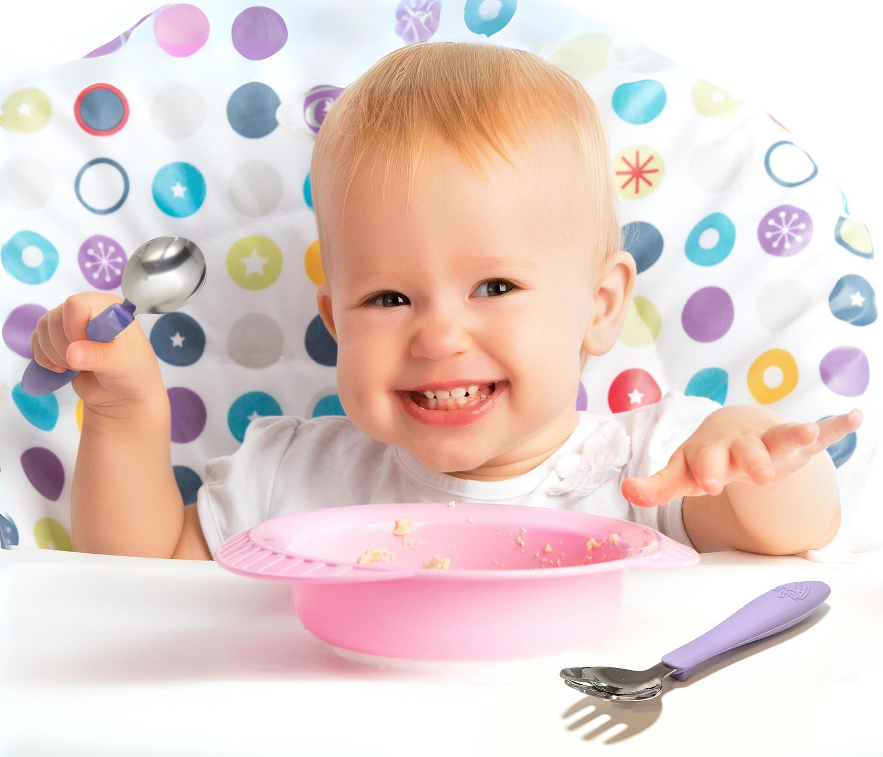 CHILLOUT LIFE Toddler Utensil Set - BPA Free Stainless Steel Baby Forks & Spoons with Soft Silicone Handle - Safe Self Feeding Cutlery for Kids - Dishwasher Safe - Perfect for Home, Travel & Daycare Use