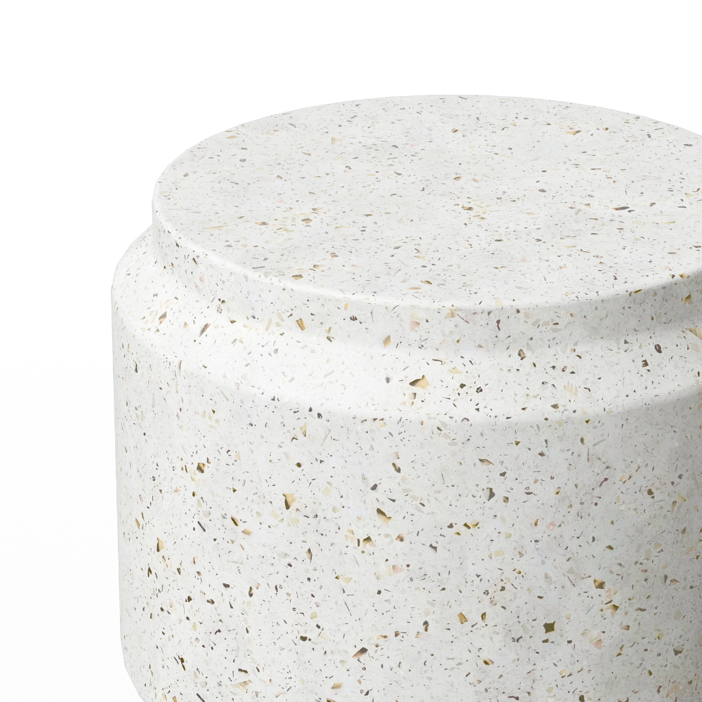 Barrel Outdoor Concrete Round Stool End Table - Durable Patio Furniture for Garden, Poolside & Backyard Decor