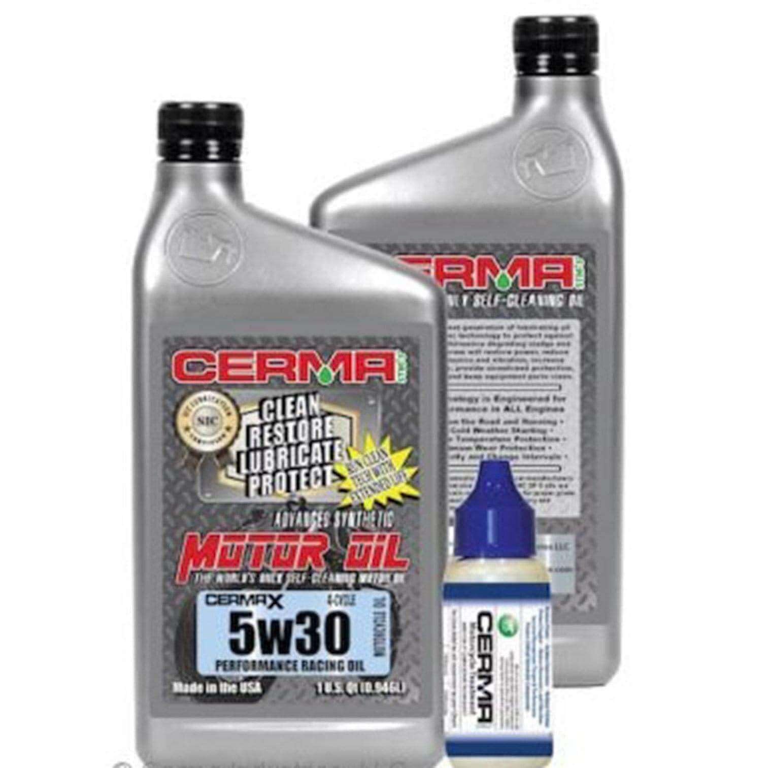 Ceramic Synthetic Motorcycle Oil 5W30 - 3 Quart Value Pack | High Performance Engine Protection for Cruisers, Sport Bikes & Touring | cermatreatment.com