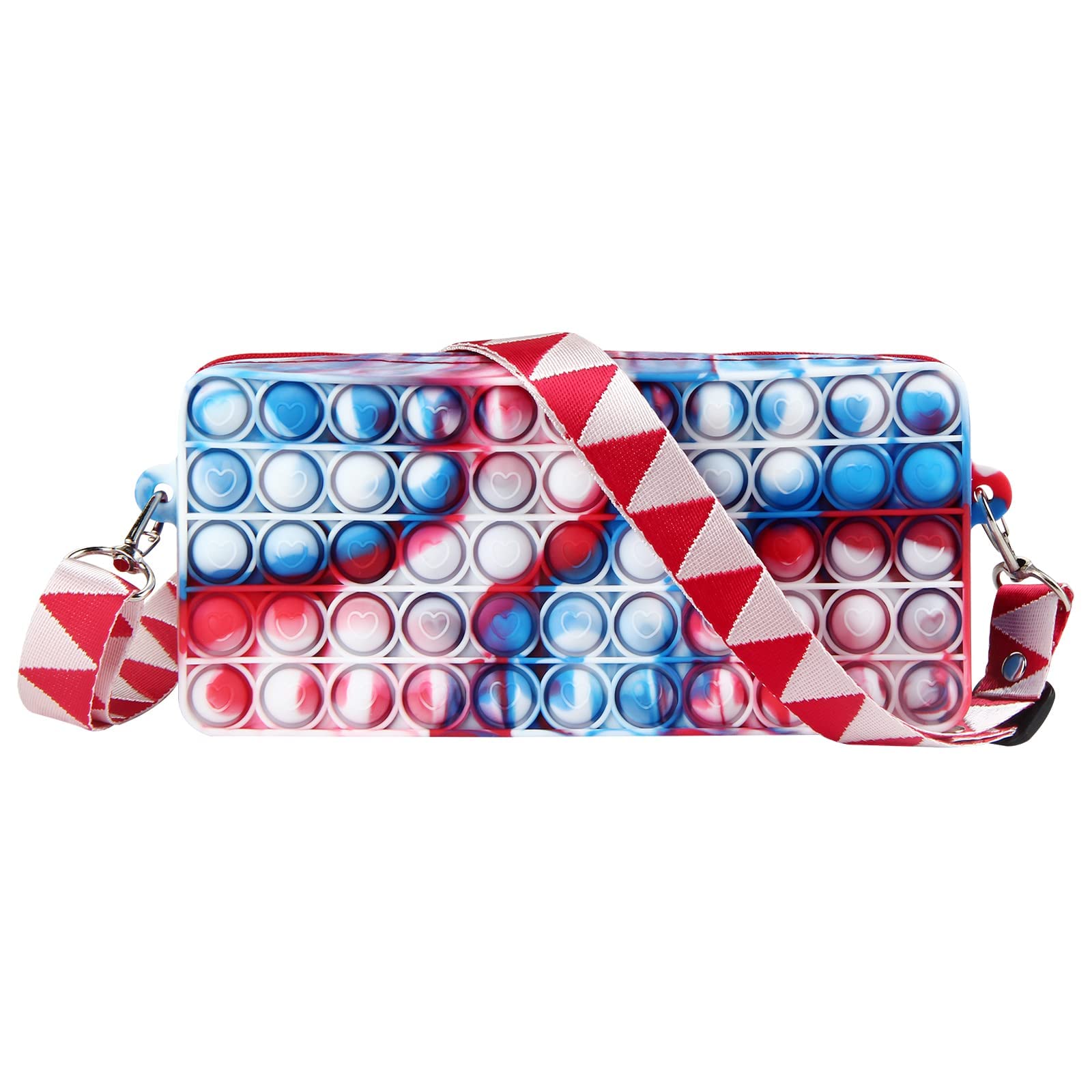 Shlofy Pop It Pencil Case for Kids - Adjustable Shoulder Strap School Pouch for Boys & Girls - Multicolor Pop It Stationery Organizer for Classroom, Travel & Outdoor Activities - Perfect Gift for Students (Pack of 1)