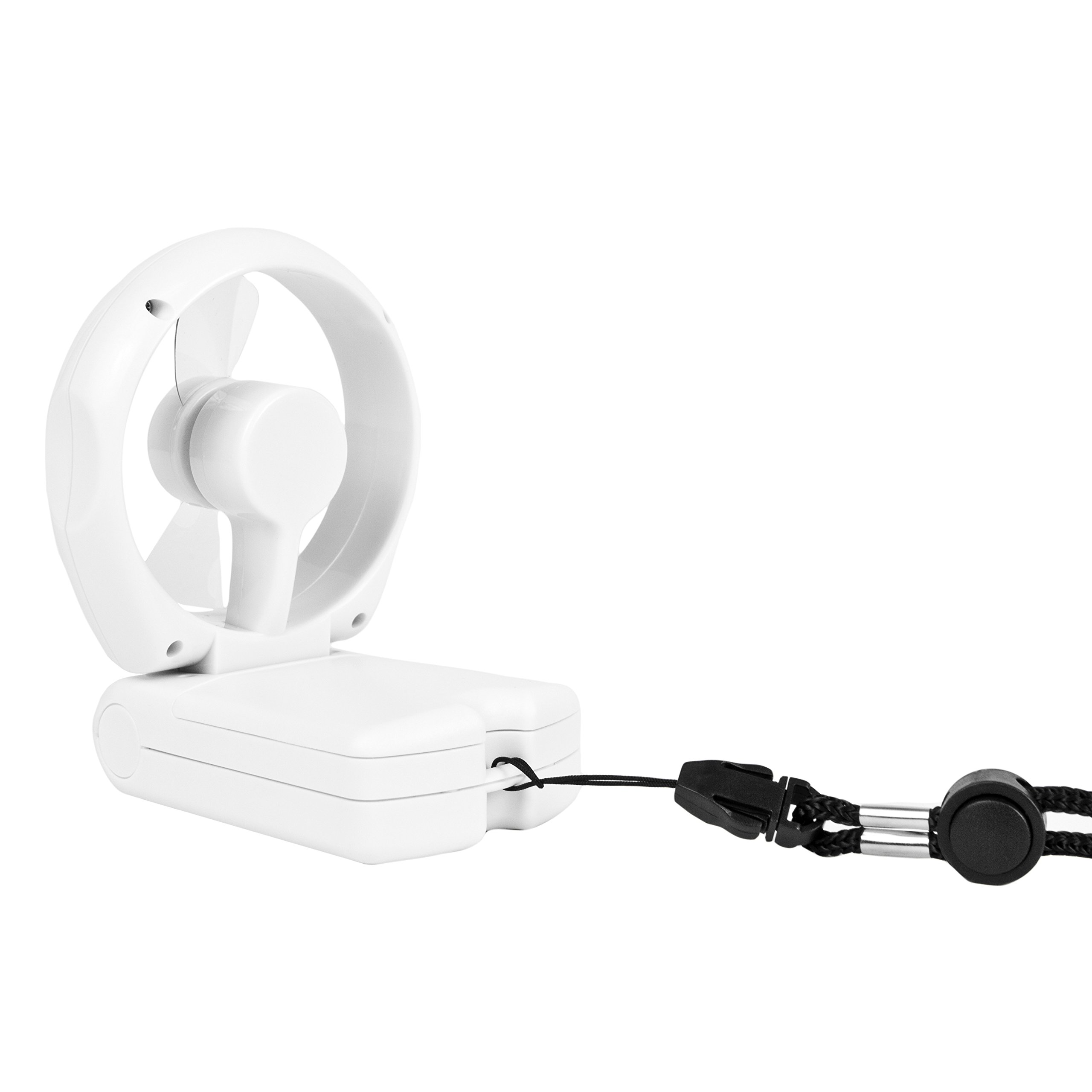Travelon 3-Speed Personal Folding Fan - Portable Handheld Fan with USB Rechargeable Battery - Perfect for Travel, Office, and Outdoor Activities - White