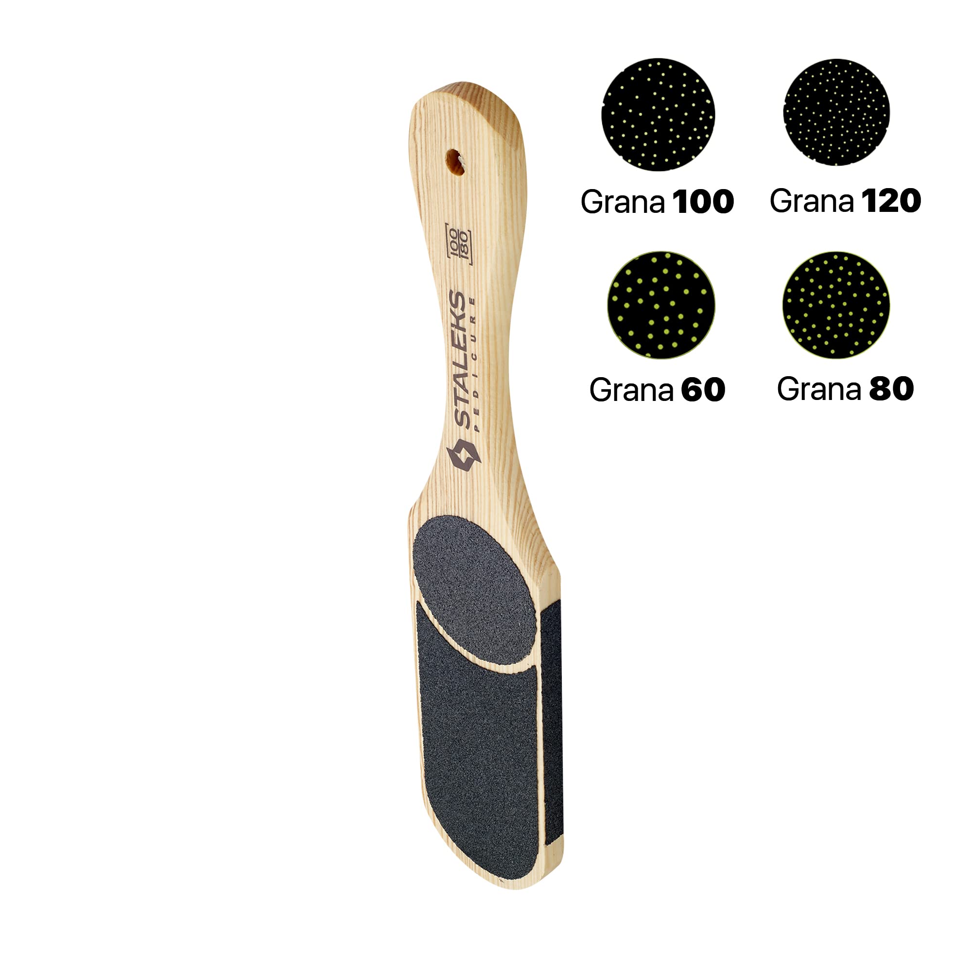 Staleks Professional Foot File for Pedicure - 60/80/100/120 Grit Pumice Stone - Classic Black & Cream Colors - Perfect for Dry, Cracked Heels & Callus Removal at Home or Salon