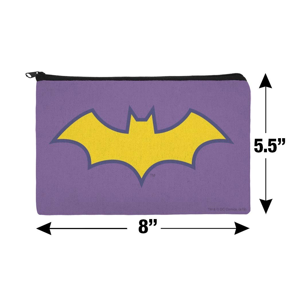 Batman & Batgirl Logo Makeup Bag - Waterproof Cosmetic Organizer Pouch for Travel, Gym & Daily Use | DC Comics Superheroes Collection