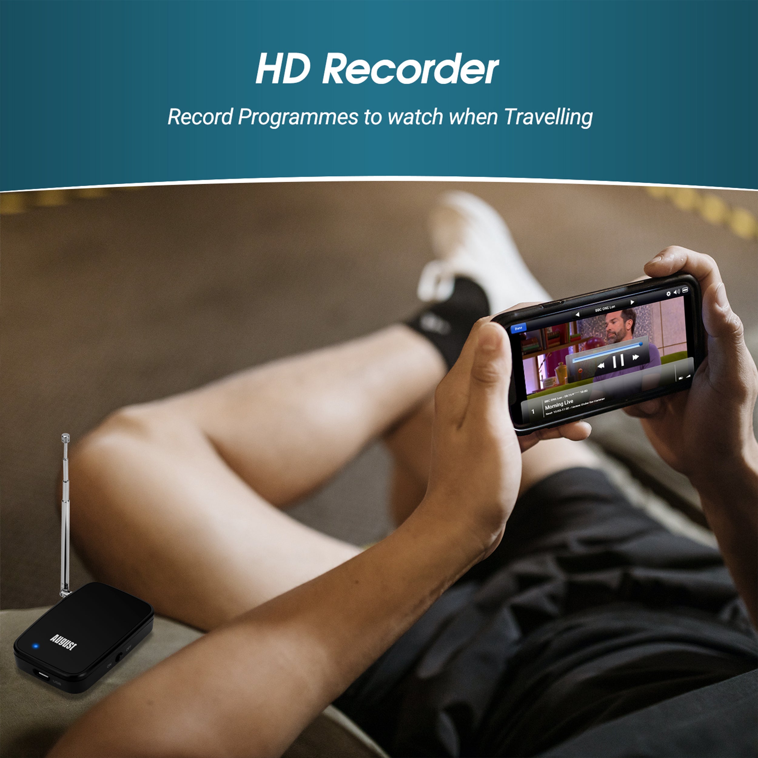 Portable Digital TV Tuner Receiver for Apple, Android & Chromebooks - WiFi DVB-T2 Freeview HD - Watch Live TV Anywhere | Perfect for Travel, Camping & Outdoor Entertainment