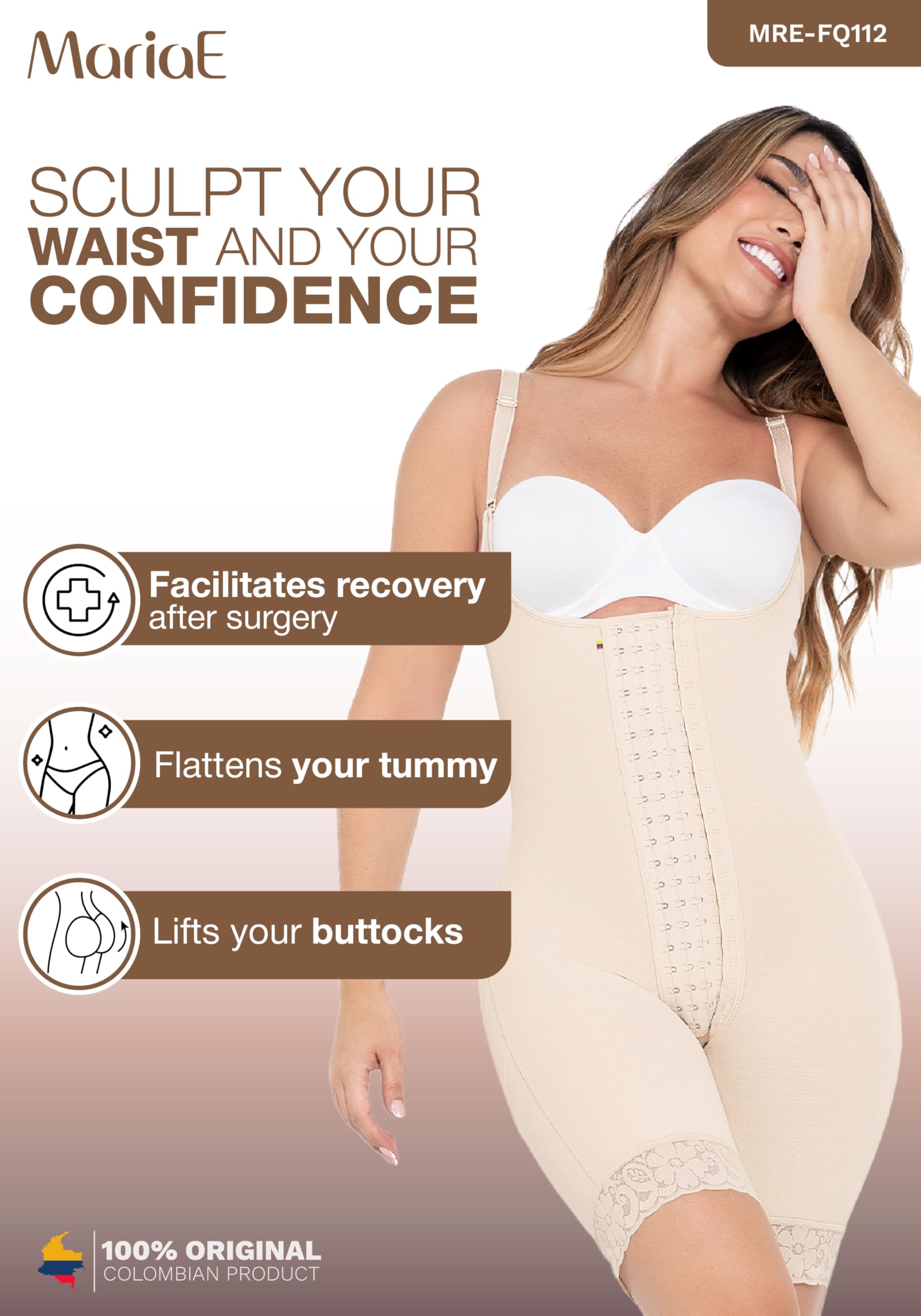MARIAE FQ105 Post-Surgery Compression Garment for Women - Butt Lifting & Tummy Control Shapewear - Perfect for Post-Lipo Recovery, Body Shaping & Everyday Wear