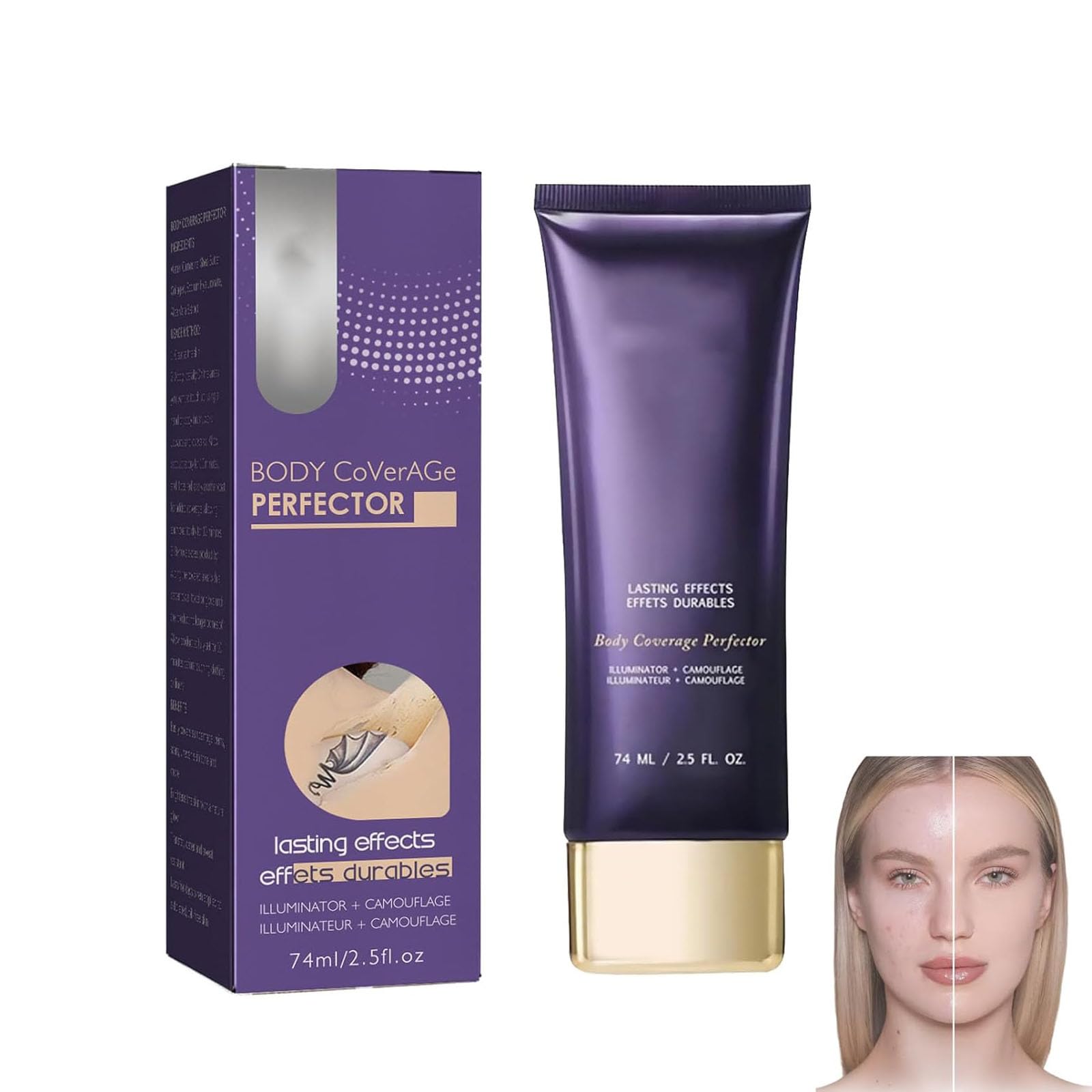 Coverpro Full Coverage Body Concealer Lotion - Waterproof & Long Lasting Tattoo Cover Up, Scar Concealer, Professional Leg Makeup (1PC) - Perfect for Weddings, Photos & Everyday Wear