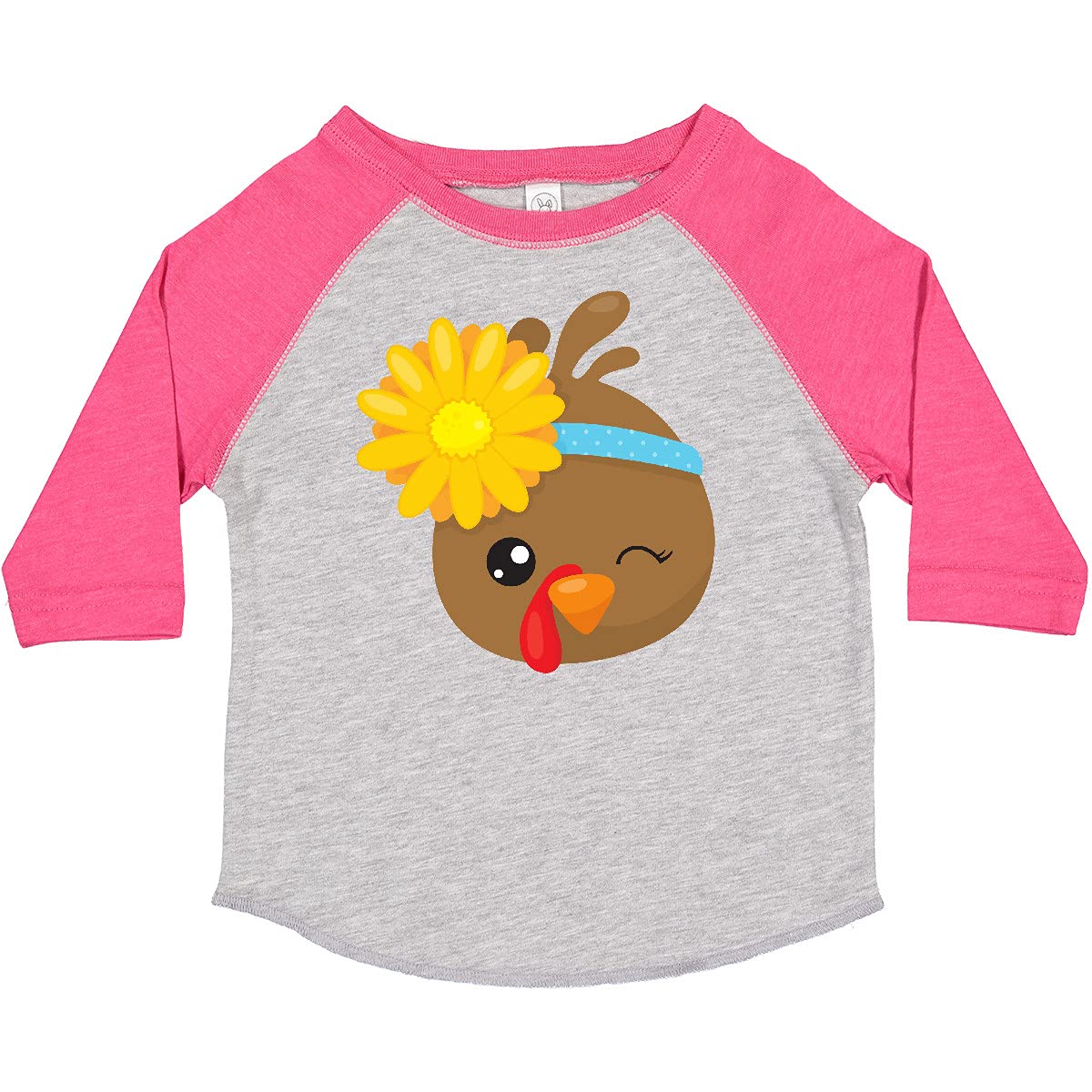 Inktastic Cute Brown Turkey with Sunflower Toddler T-Shirt - Adorable Thanksgiving Outfit for Kids & Holiday Family Photos