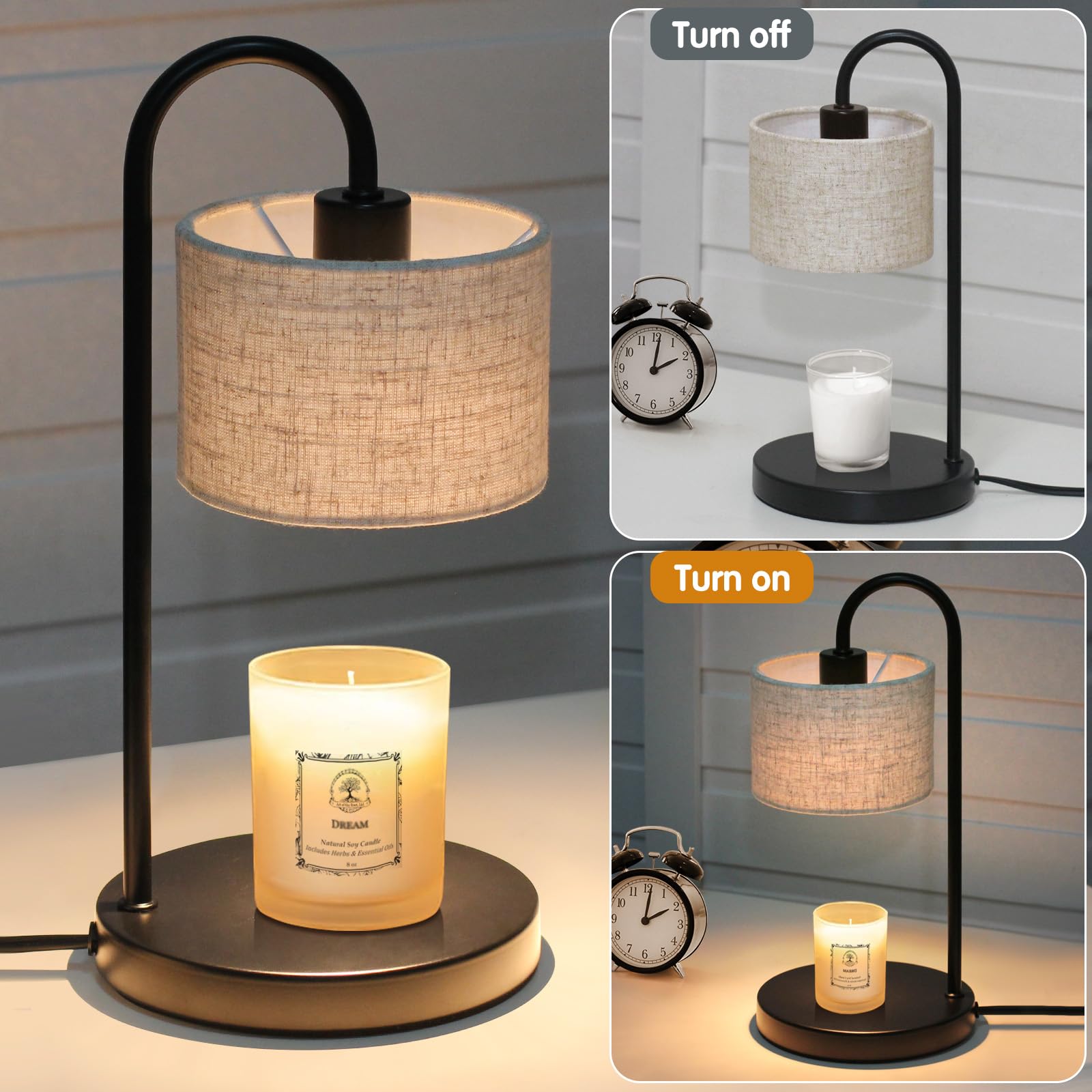 Dimmable Candle Warmer Lamp with Timer - Wax Melter for Home Decor, Birthday & Housewarming Gifts - Includes Replacement Bulbs - Compatible with All Candle Sizes - Perfect for Bedroom, Living Room & Relaxation - Linen Scent