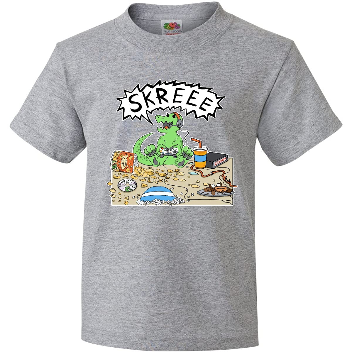 Inktastic Gaming Dino Youth T-Shirt - Cool Dinosaur Graphic Tee for Kids & Teens - Perfect for Gaming, School & Casual Wear