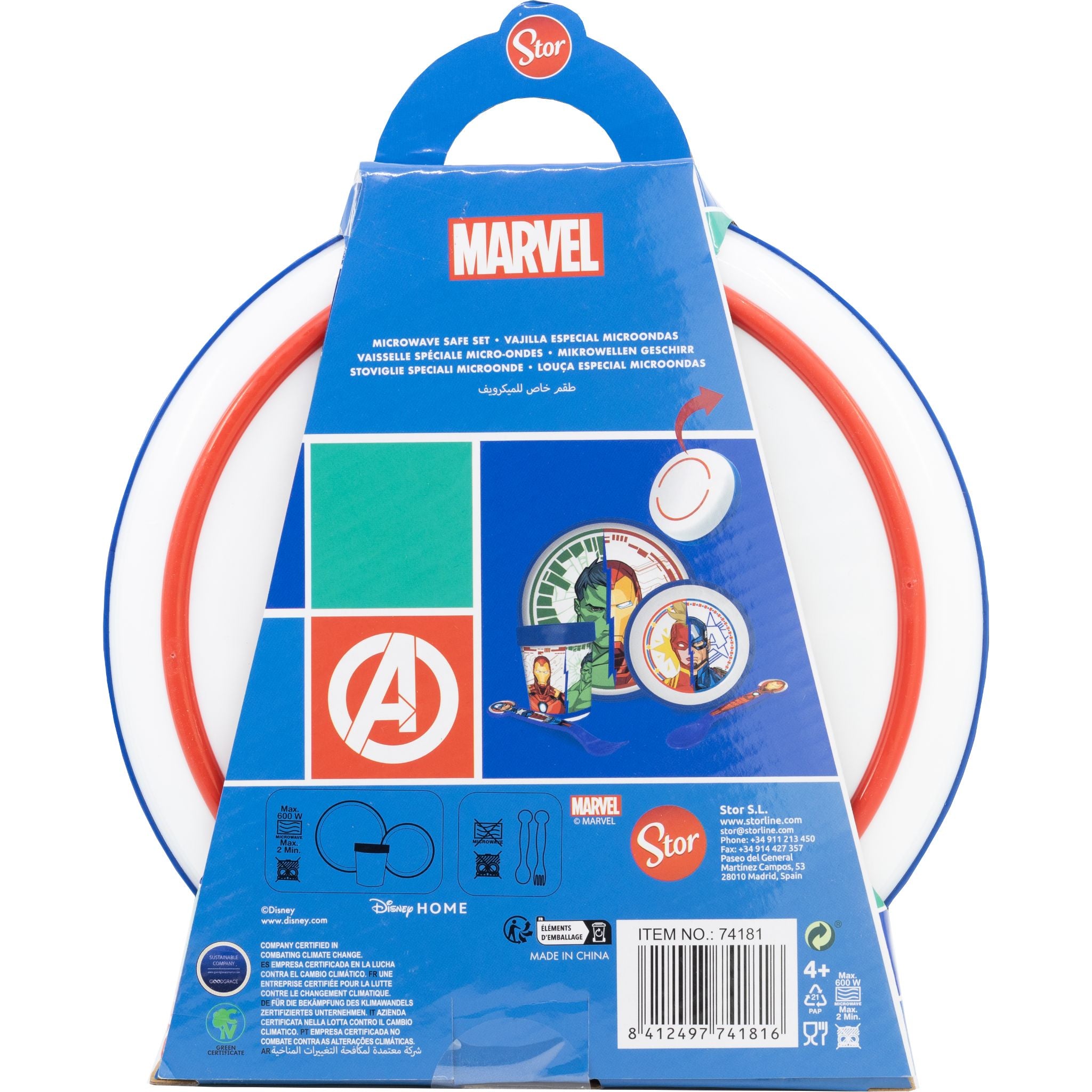 Disney Marvel Avengers 5-Piece Non-Slip Bicolor Premium Kids Tableware Set - Fork, Spoon, Knife, Plate & Bowl (MV39021) | Durable Dishwasher Safe Children's Dinnerware for Home, School & Travel