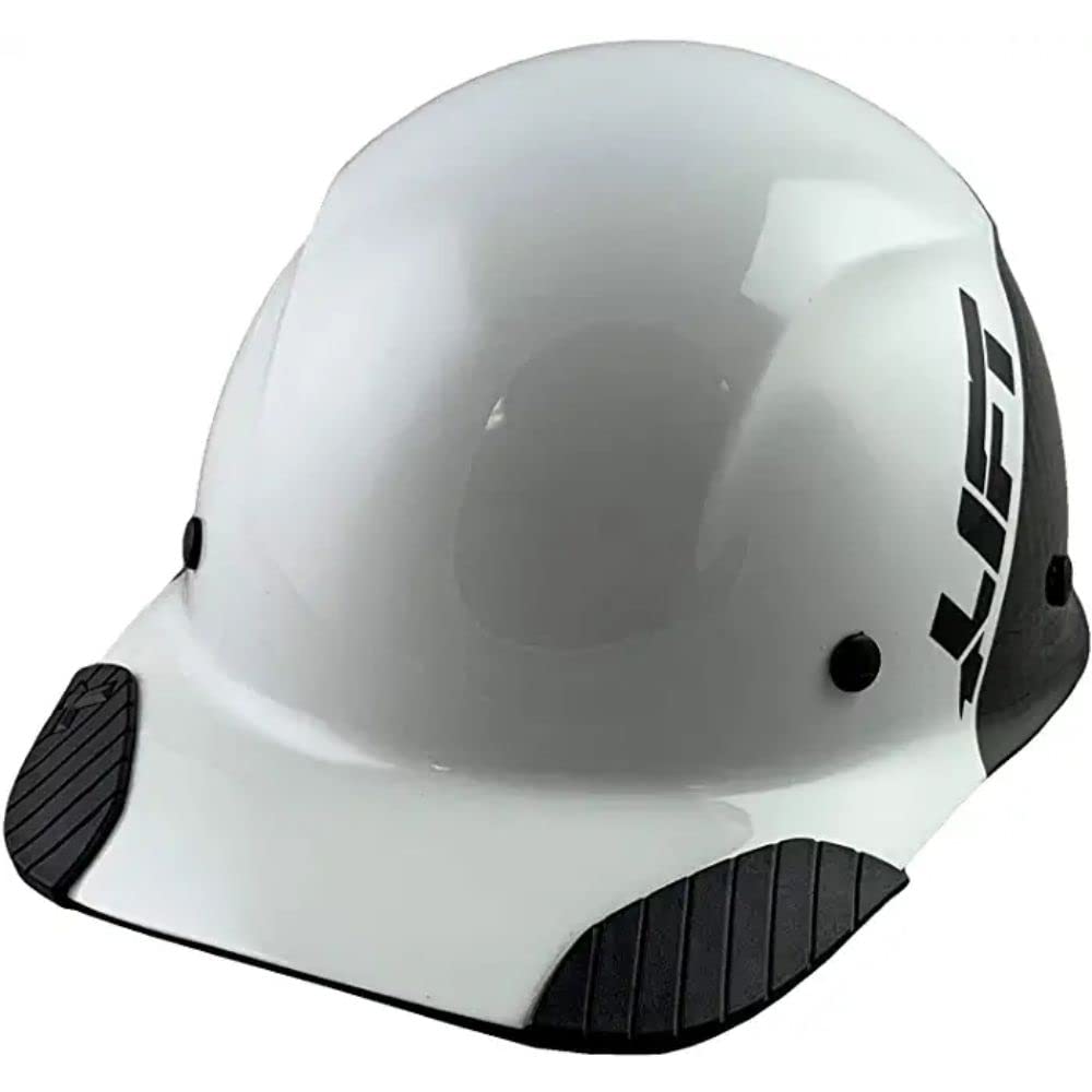 HDC50C-19WC DAX Carbon Fiber Hard Hat with 50/50 Brim - White & Black Safety Helmet for Construction, Industrial & Work Site Protection
